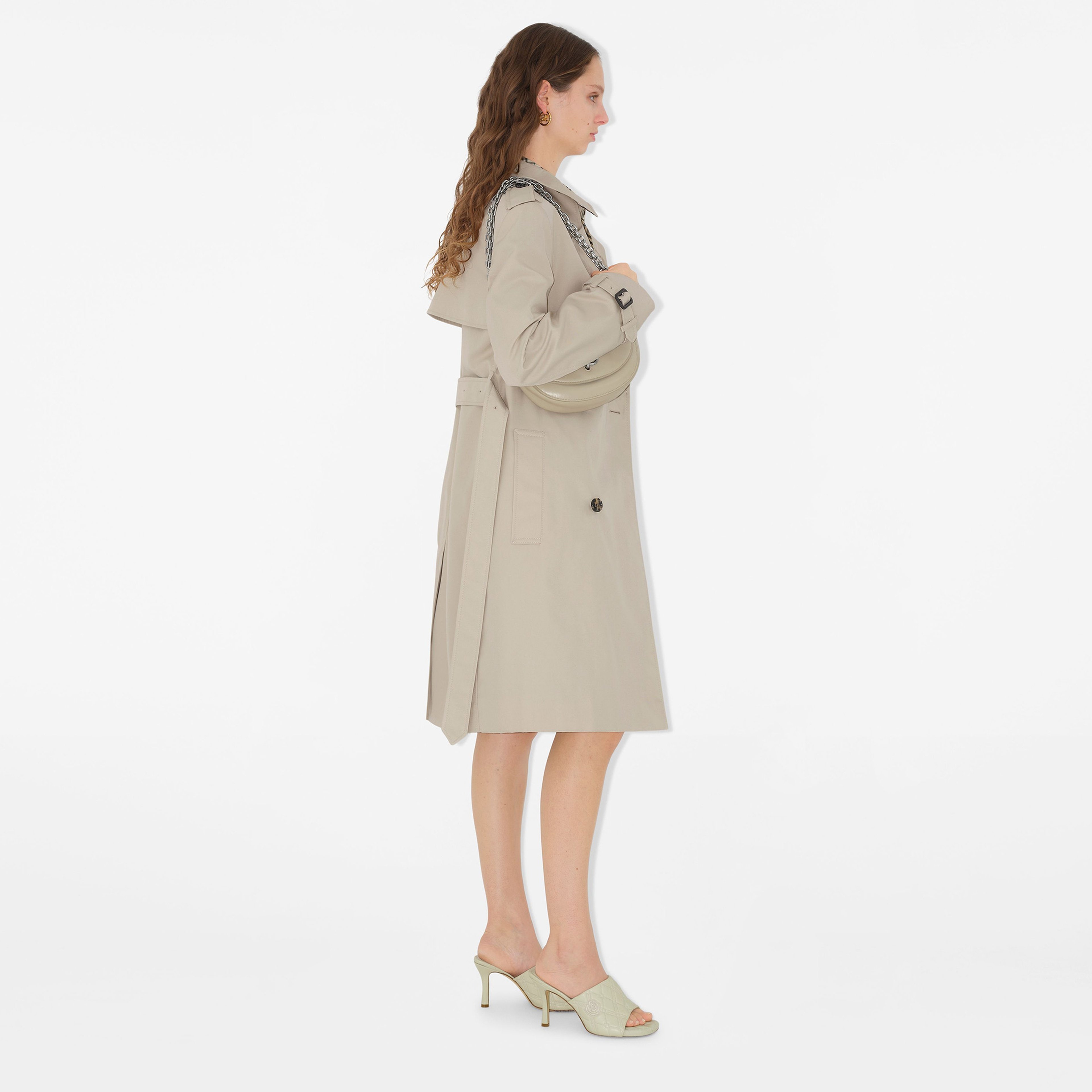 Burberry Cas Mid-Length Cotton Blend Kadın Krem Trençkot