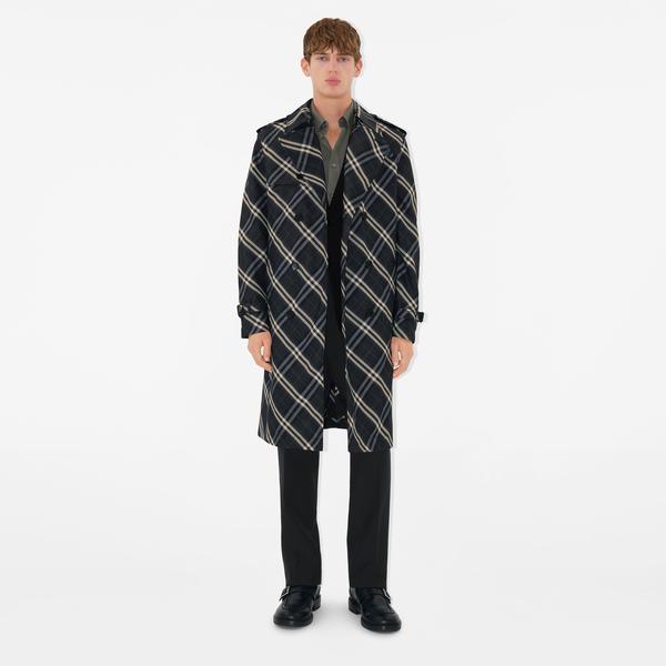 Burberry Cas Long Erkek Lacivert Trençkot