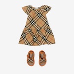 Burberry Talley Cotton Çocuk Bej Elbise