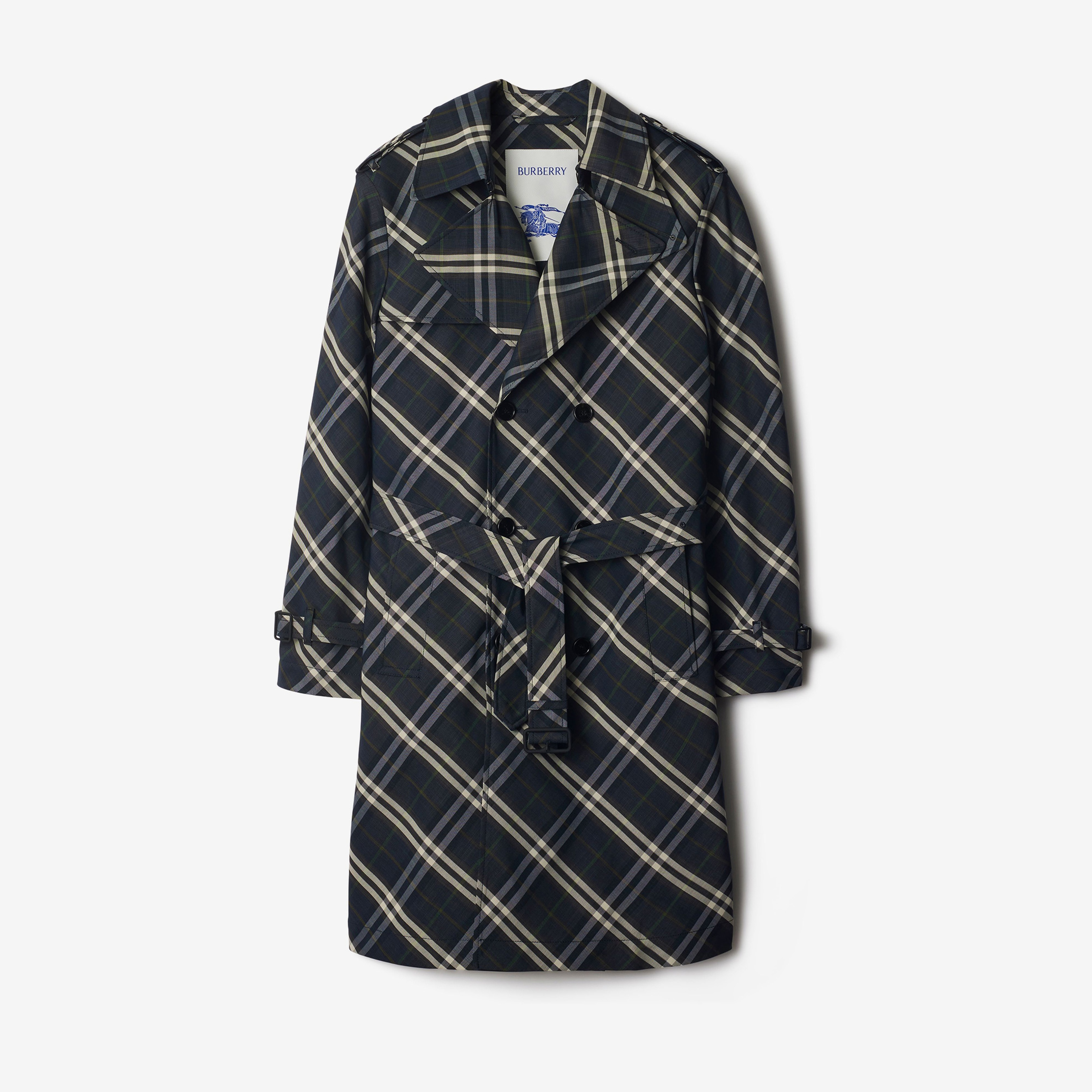 Burberry Cas Long Erkek Lacivert Trençkot