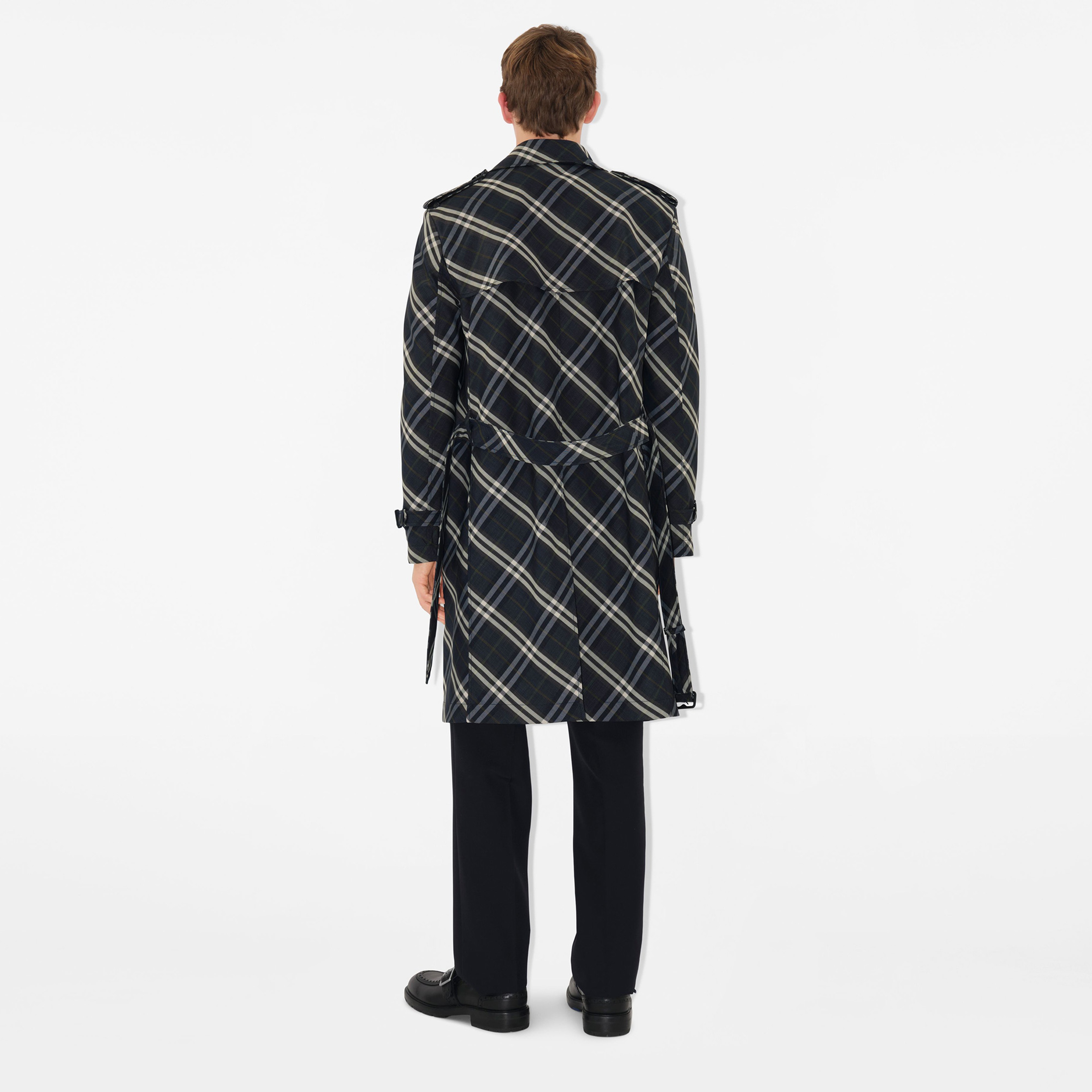 Burberry Cas Long Erkek Lacivert Trençkot