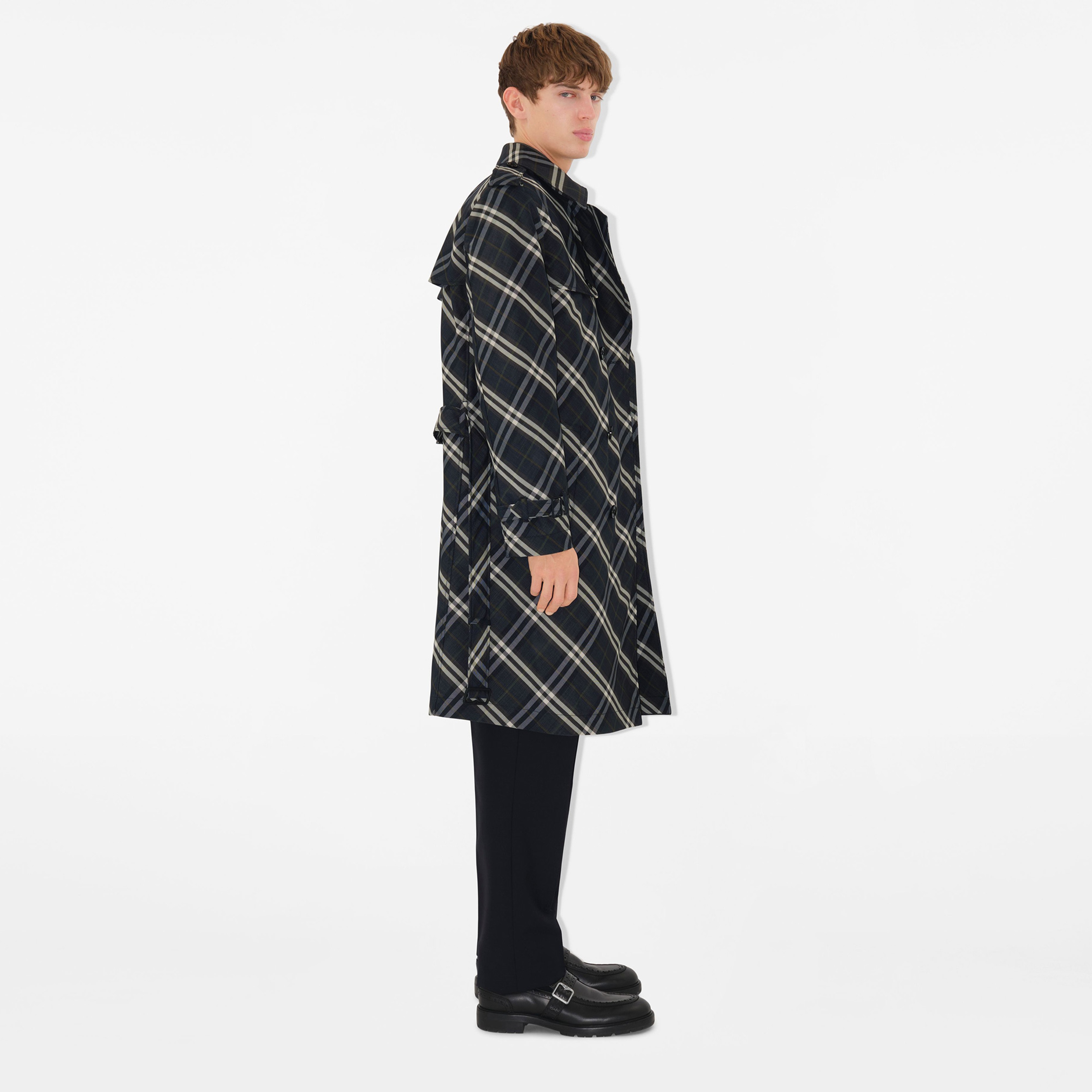 Burberry Cas Long Erkek Lacivert Trençkot