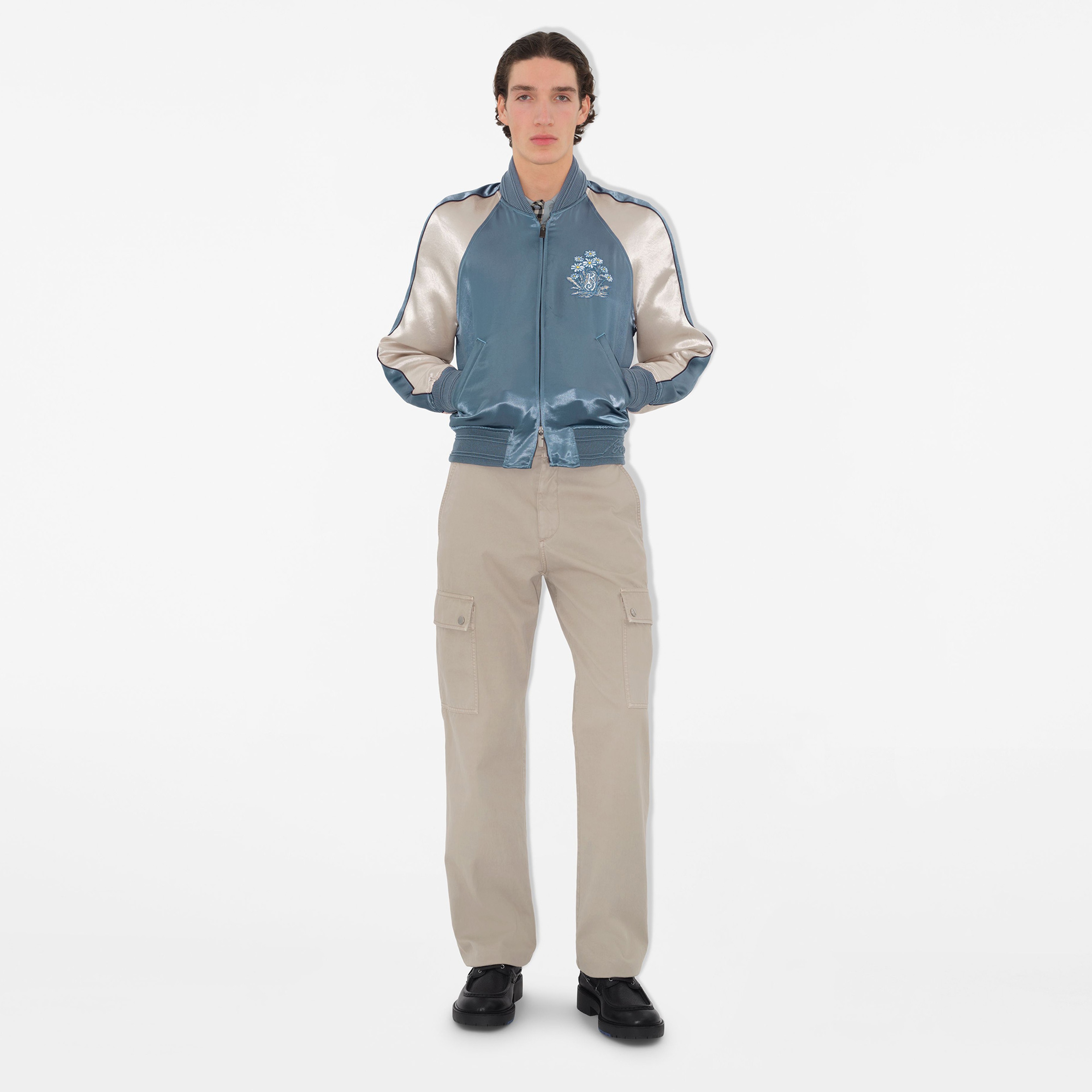 Burberry Cie Satin Bomber Erkek Mavi Mont