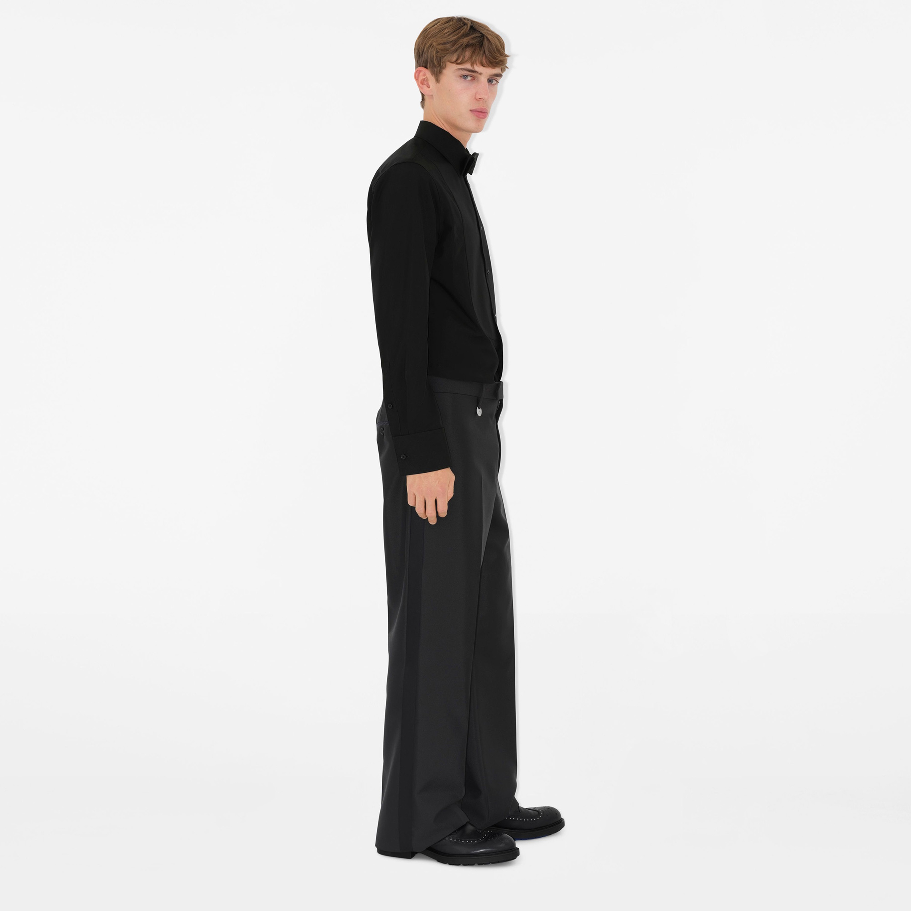 Burberry Slim Fit Cotton Silk Tuxedo Erkek Siyah Gömlek