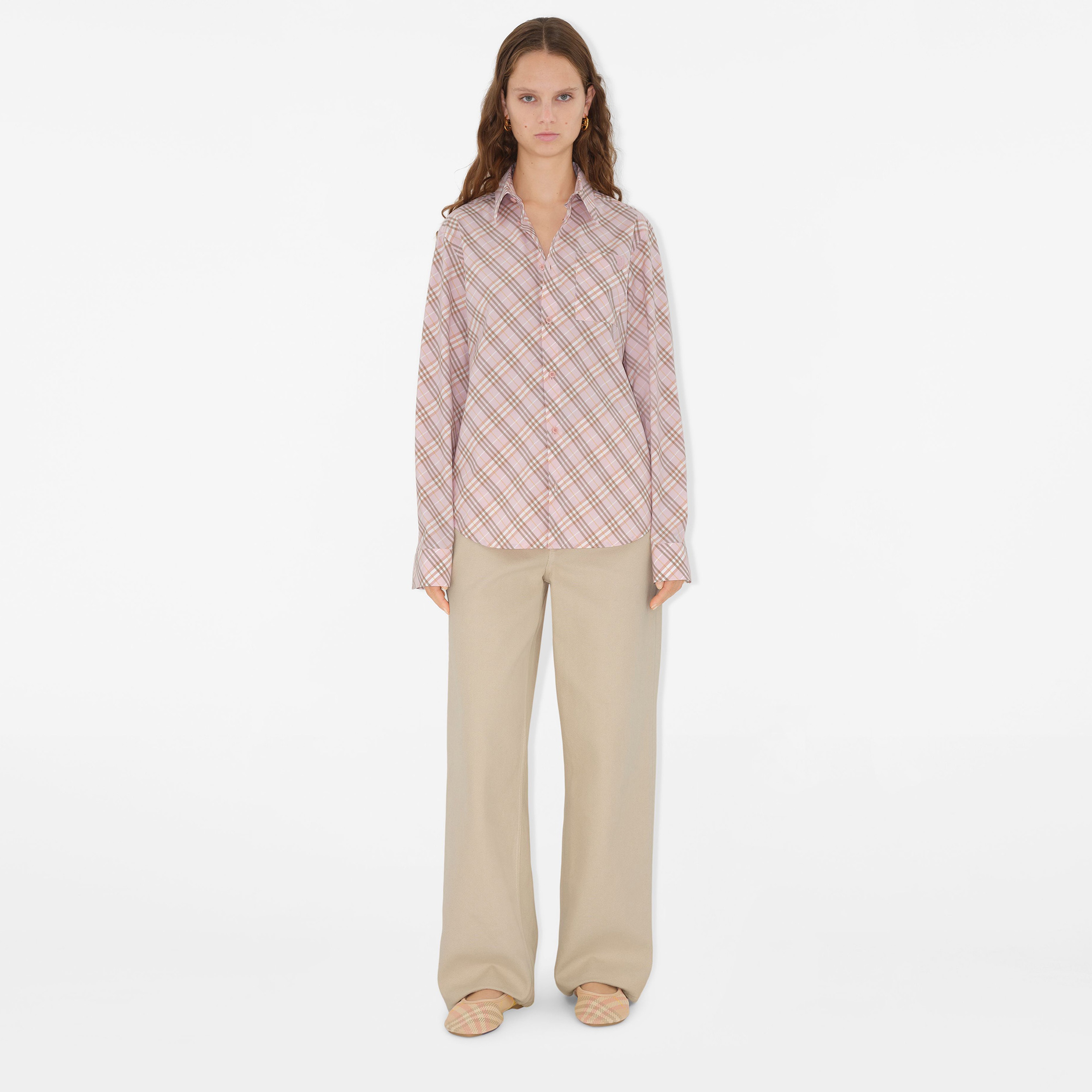Burberry Sip Cotton Kadın Krem Gömlek
