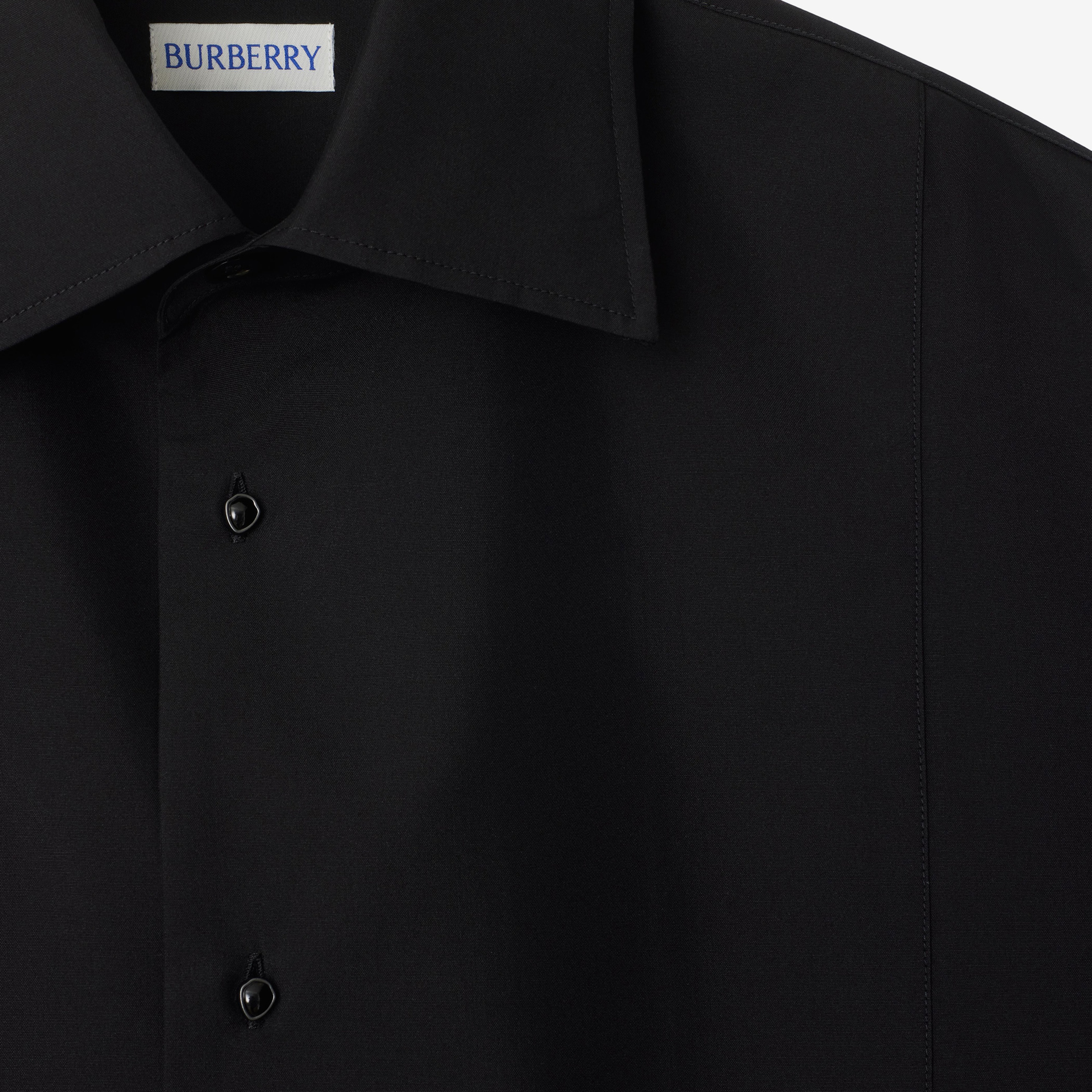 Burberry Slim Fit Cotton Silk Tuxedo Erkek Siyah Gömlek