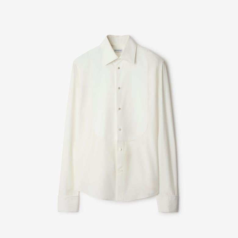 Burberry Slim Fit Cotton Silk Tuxedo Erkek Beyaz Gömlek