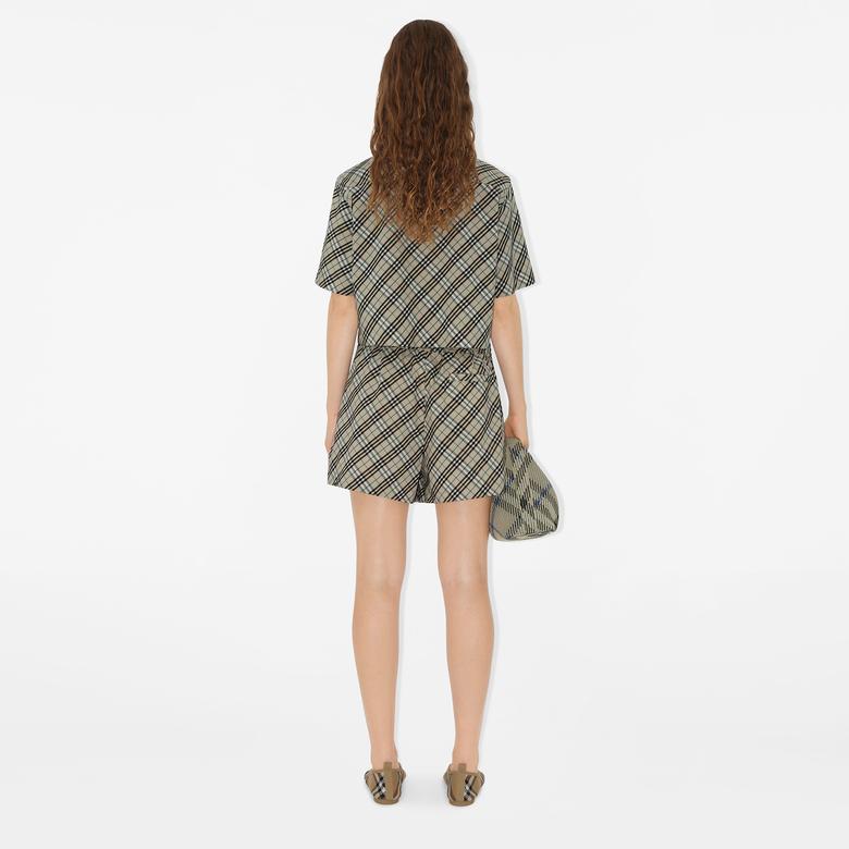 Burberry Tec Cropped Cotton Kadın Bej Gömlek