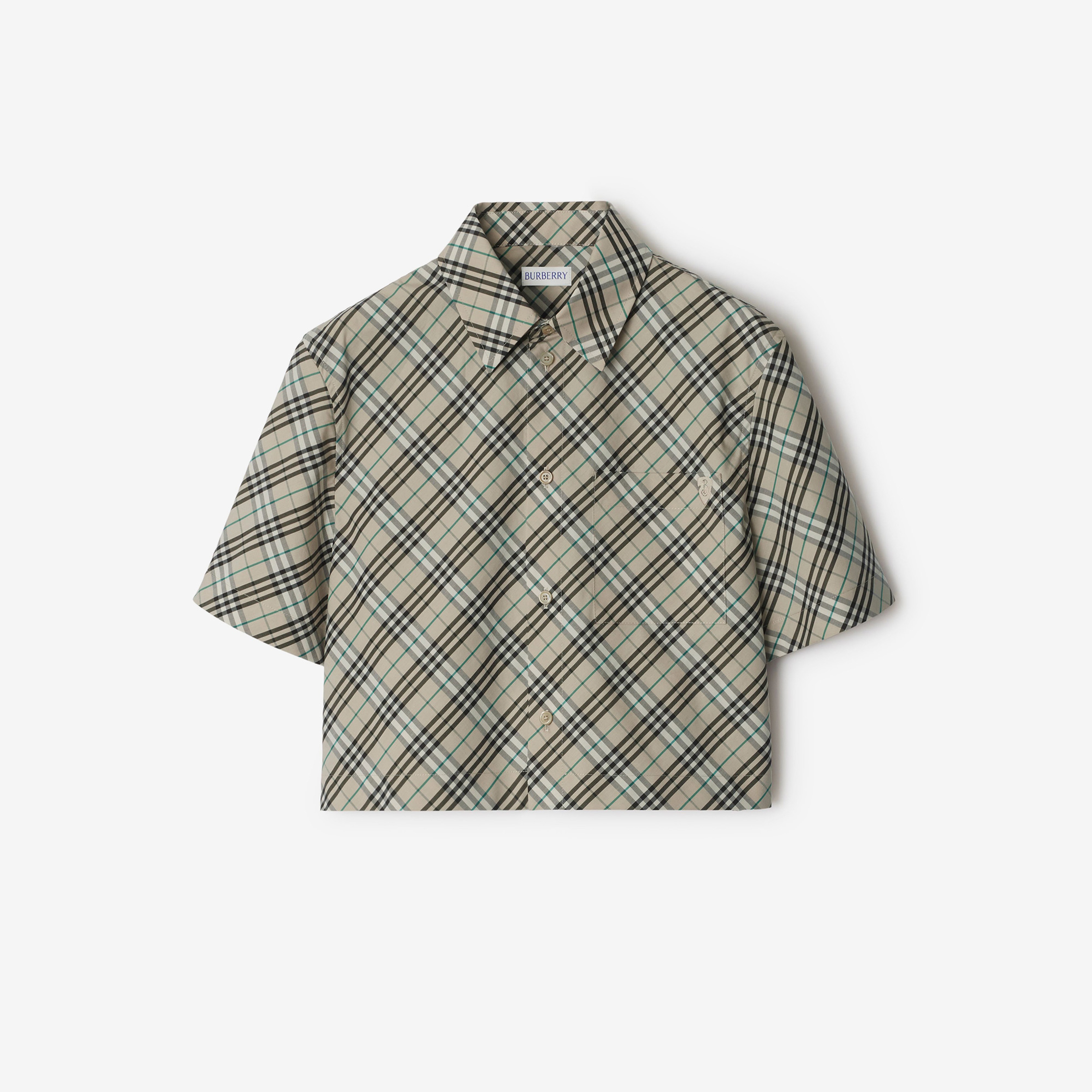 Burberry Tec Cropped Cotton Kadın Bej Gömlek