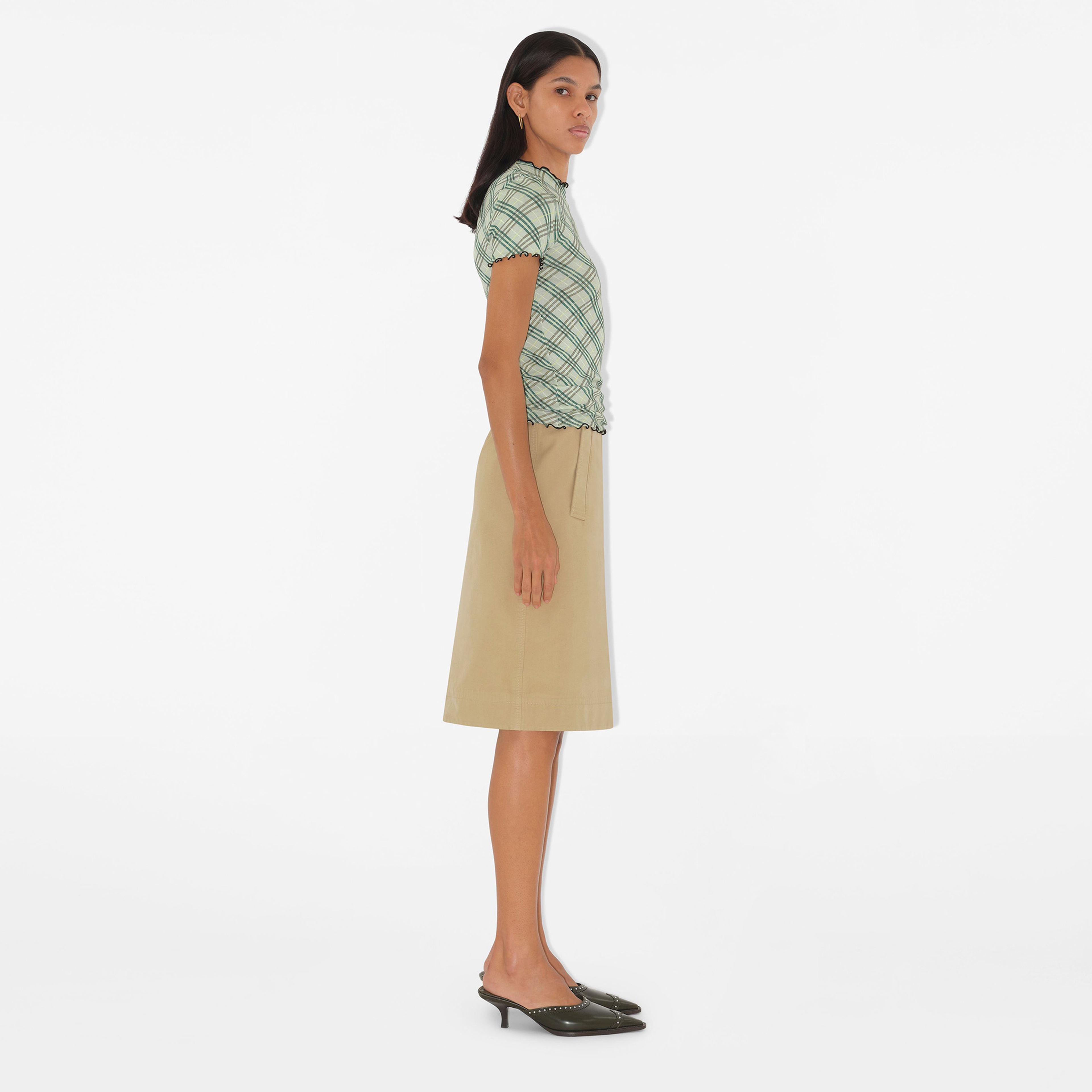 Burberry For Stretch Cotton Kadın Krem T-Shirt