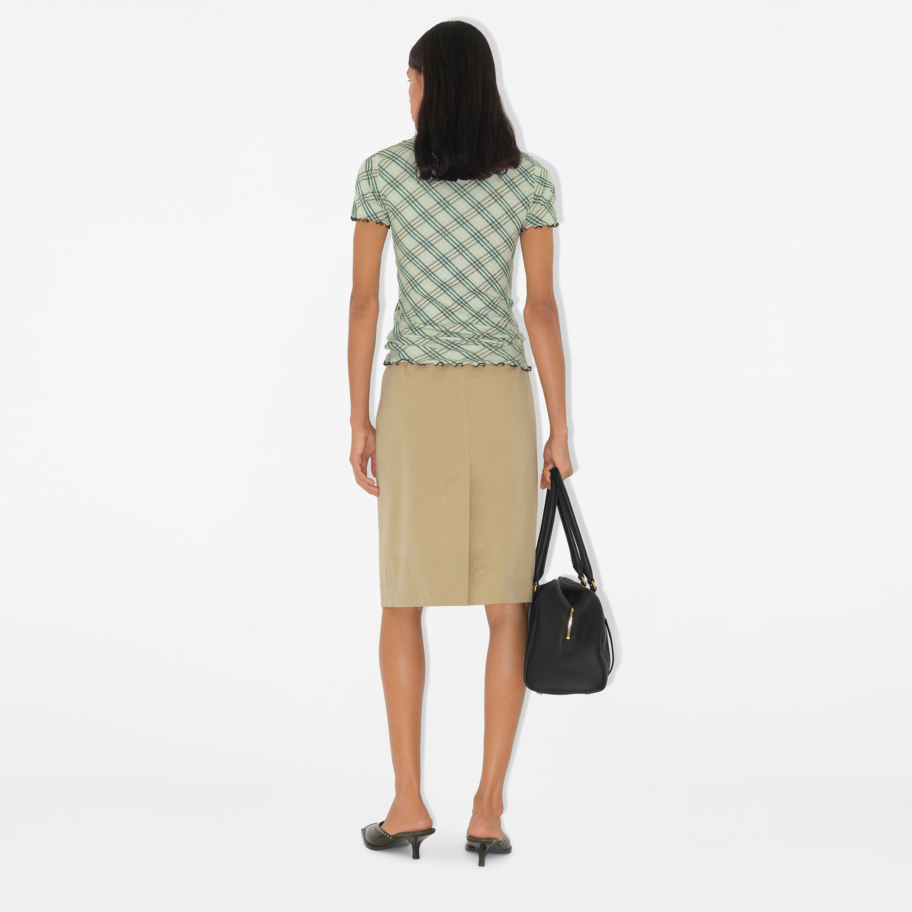 Burberry For Stretch Cotton Kadın Krem T-Shirt