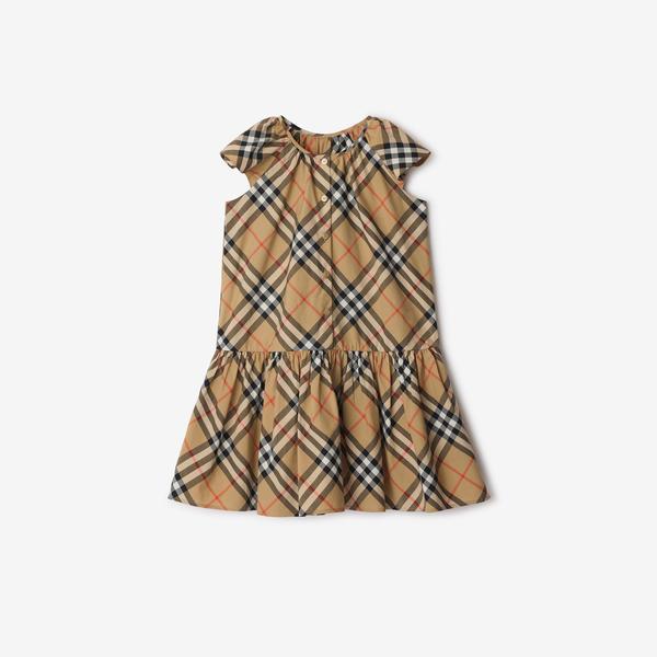 Burberry Talley Cotton Çocuk Bej Elbise