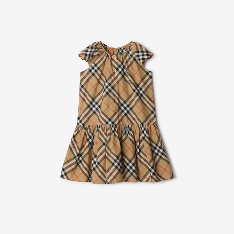 Burberry Talley Cotton Çocuk Bej Elbise