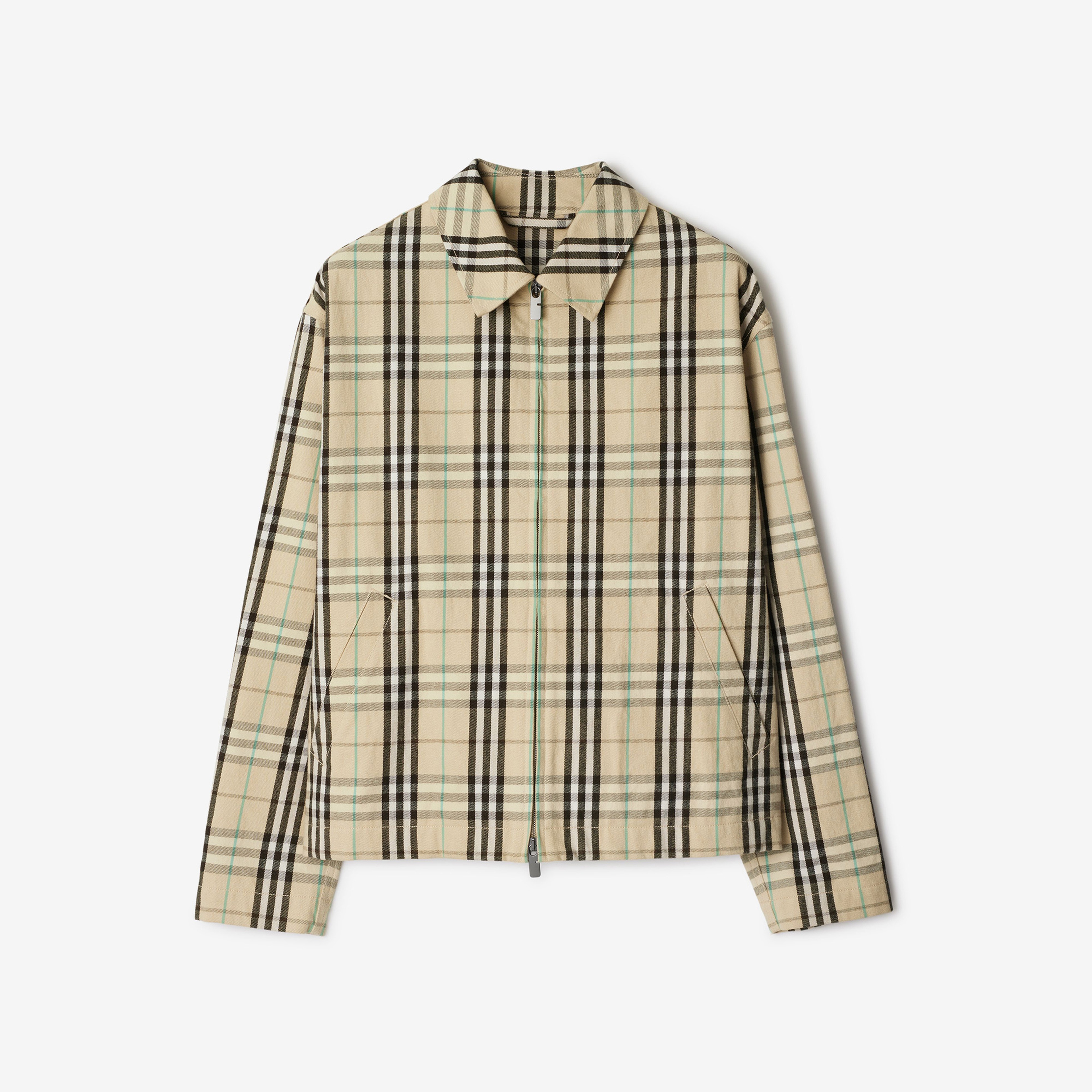Burberry Cas Cotton Harrington Erkek Bej Mont