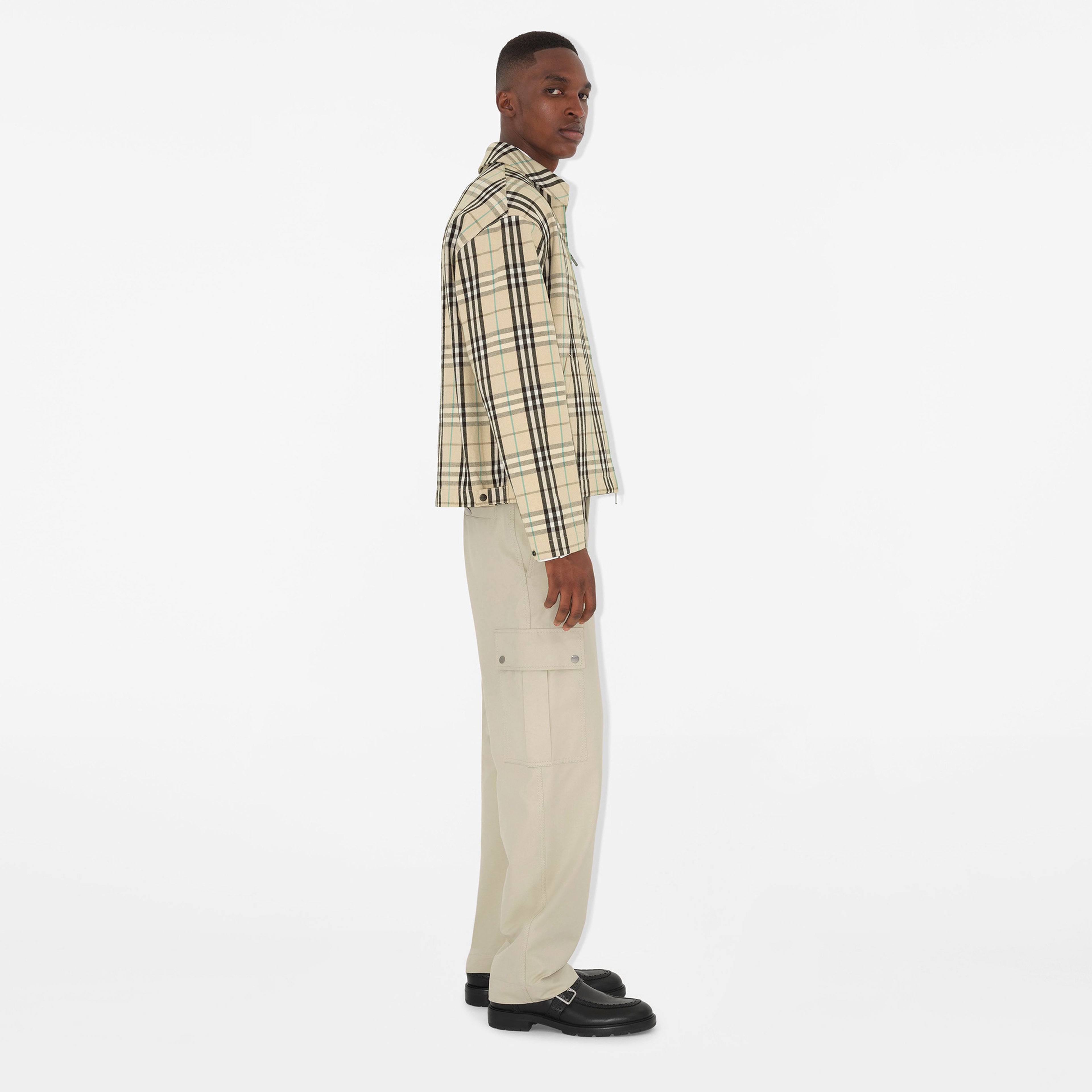 Burberry Cas Cotton Harrington Erkek Bej Mont