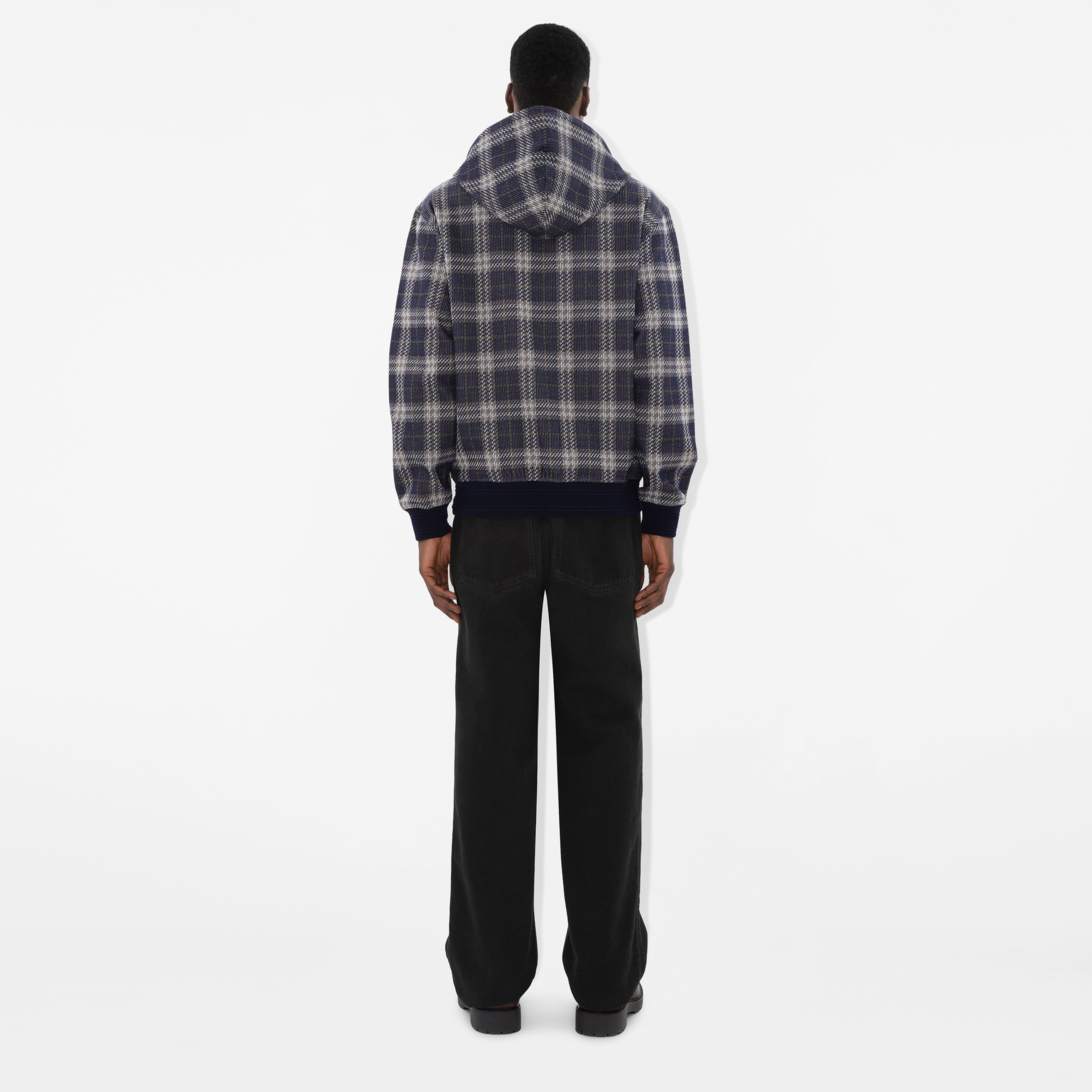 Burberry Sic Cotton Blend Zip Erkek Lacivert Hoodie