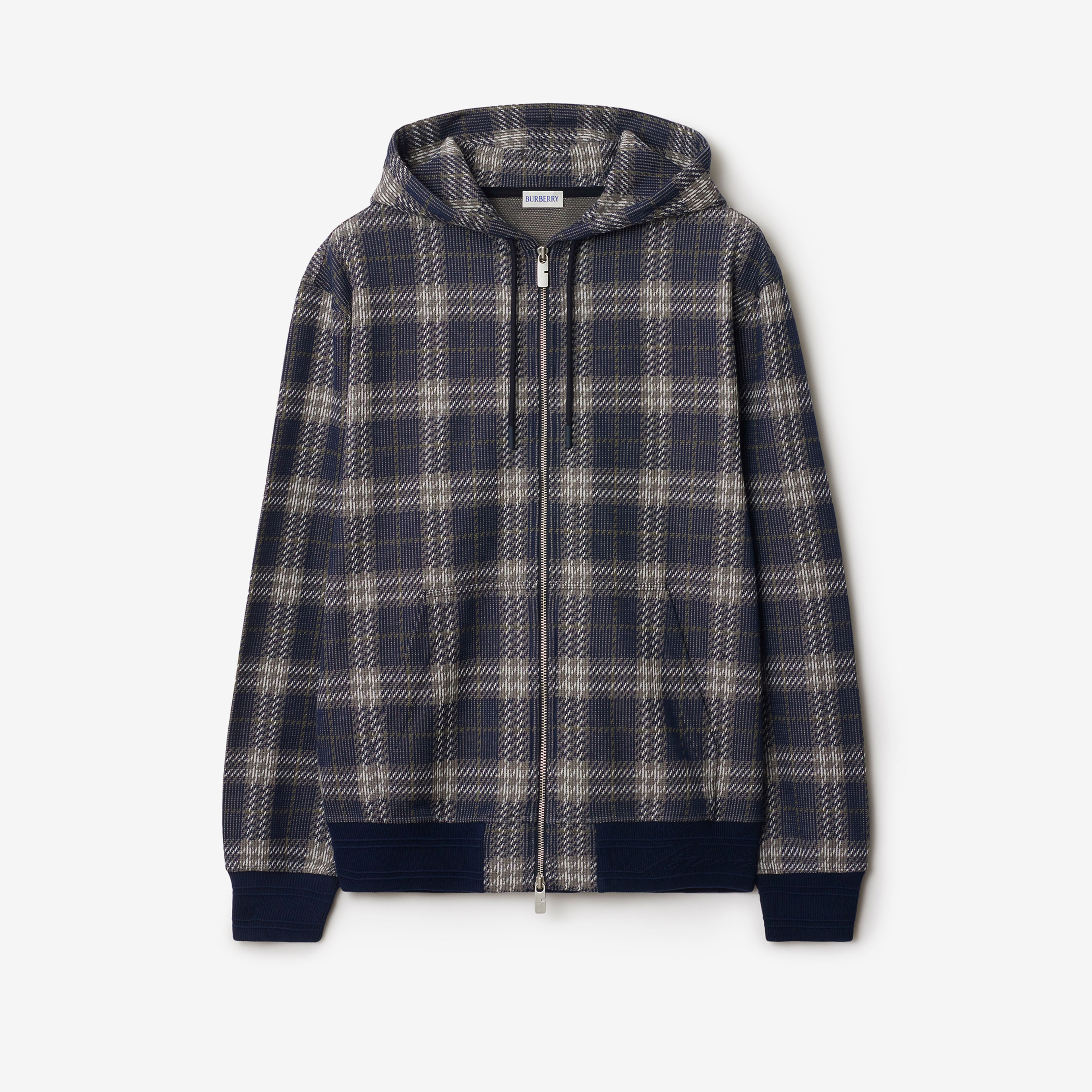 Burberry Sic Cotton Blend Zip Erkek Lacivert Hoodie