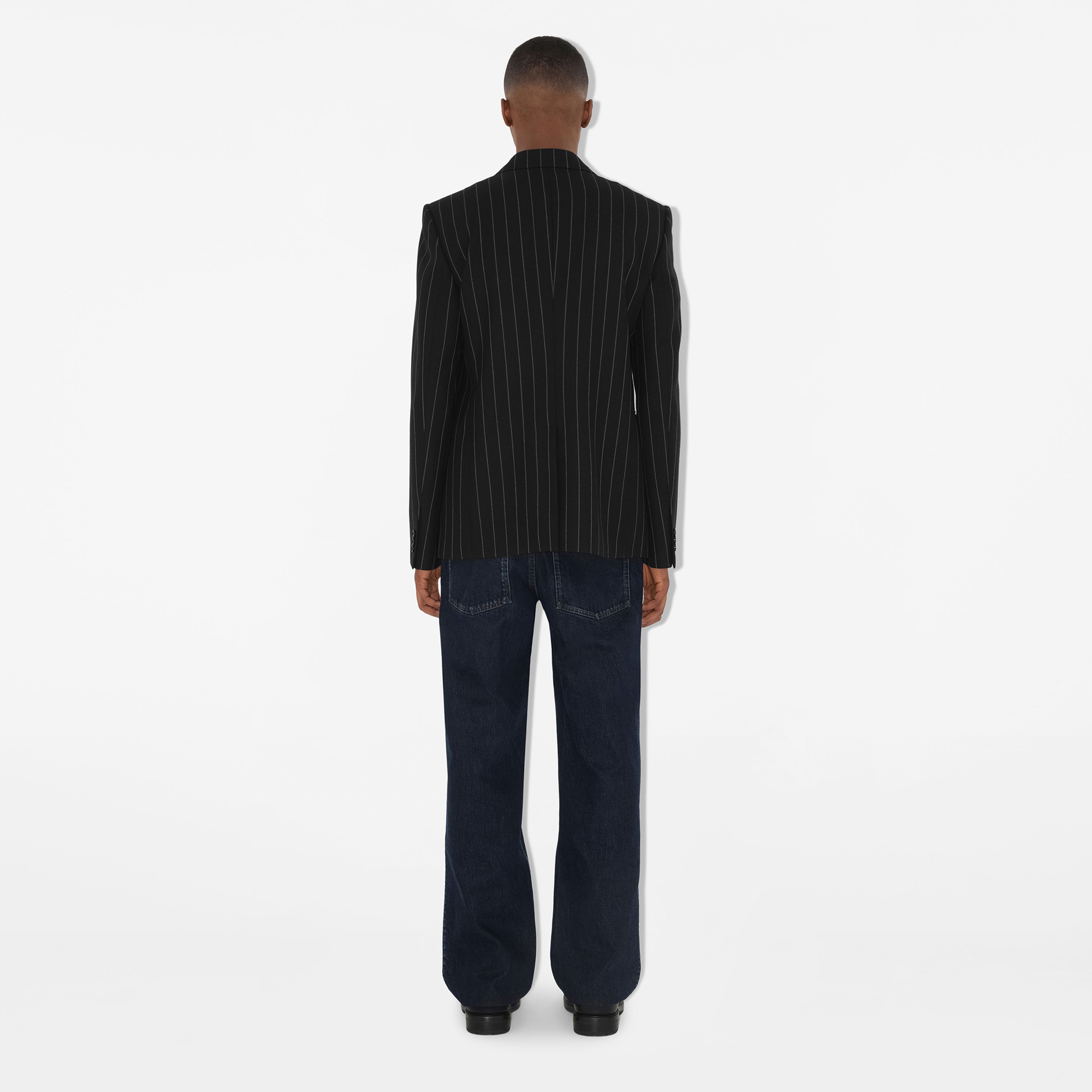 Burberry Pinstriped Wool Tailored Erkek Lacivert Ceket