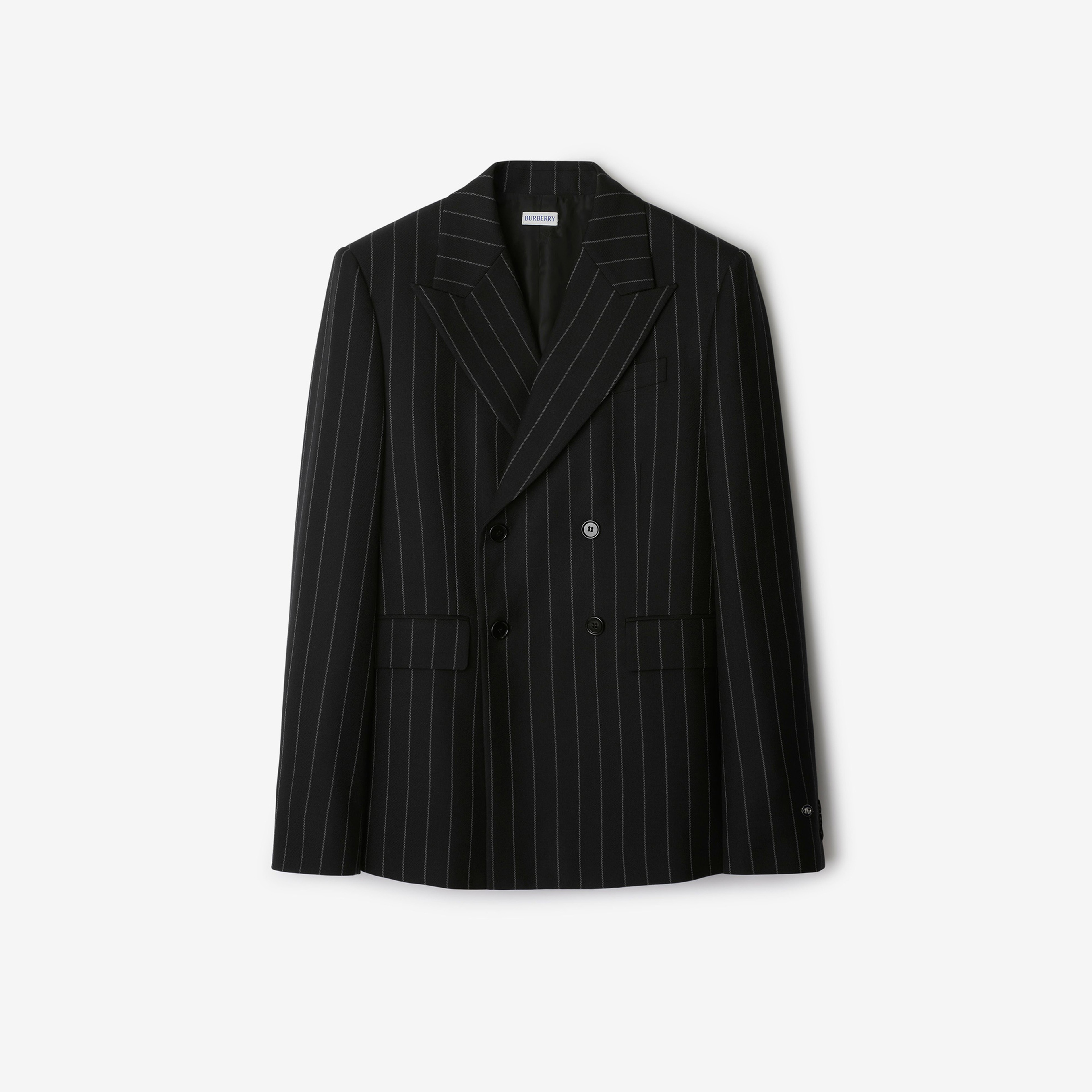 Burberry Pinstriped Wool Tailored Erkek Lacivert Ceket