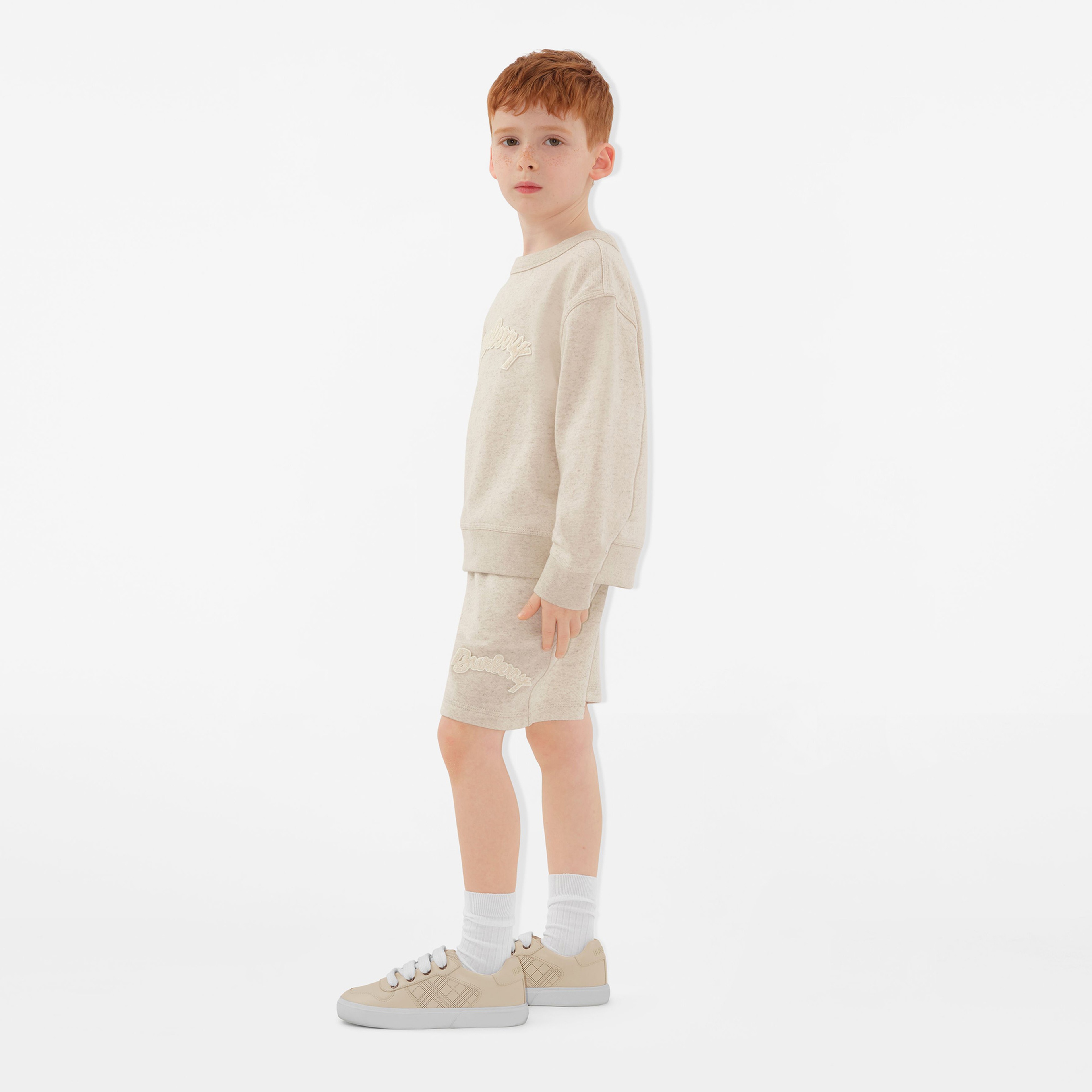 Burberry Nixon Logo Cotton Linen Çocuk Krem Şort