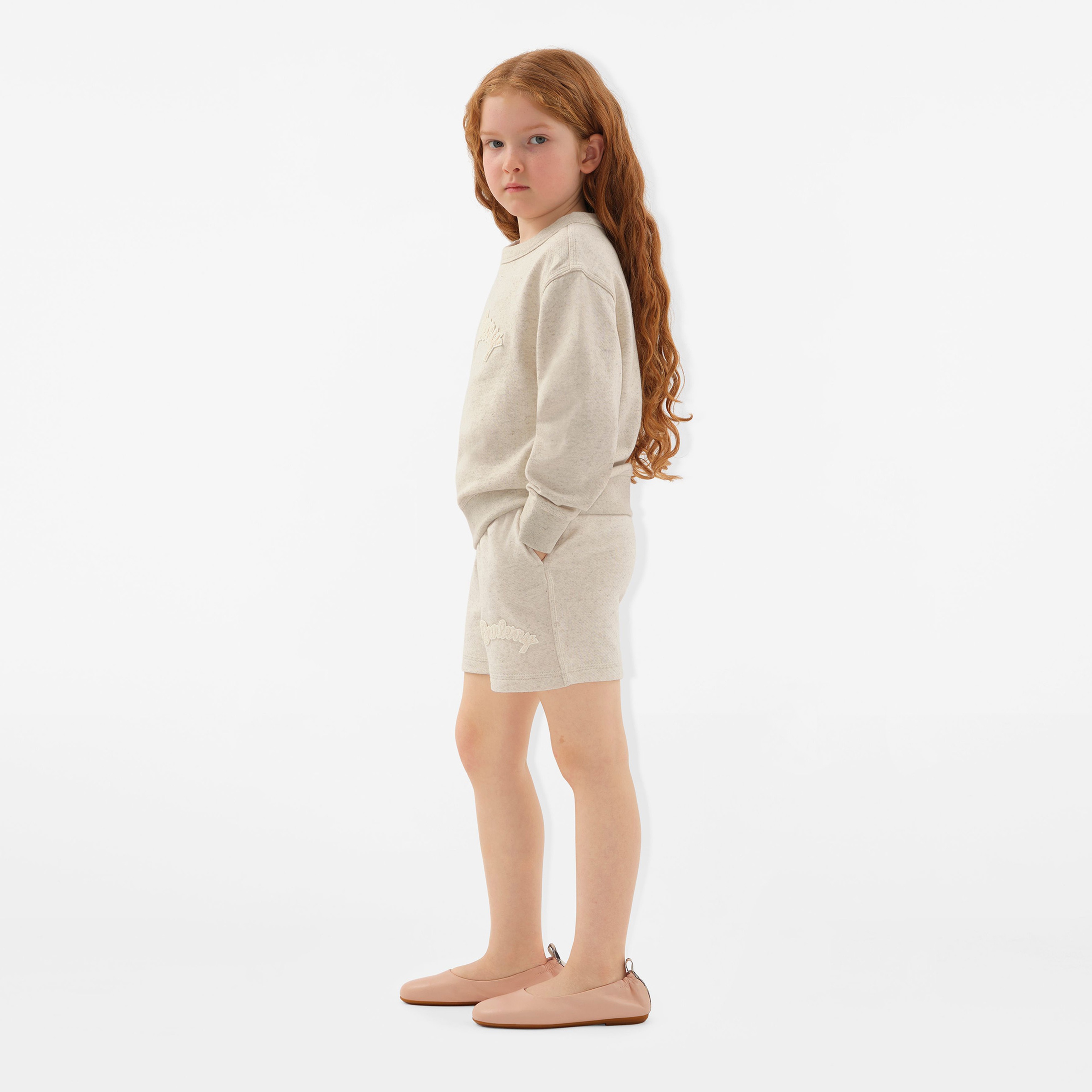 Burberry Nixon Logo Cotton Linen Çocuk Krem Şort