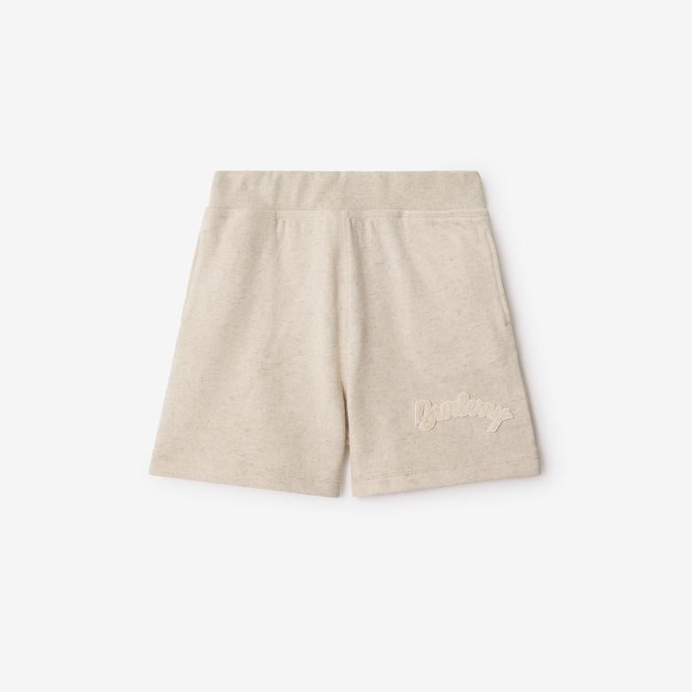 Burberry Nixon Logo Cotton Linen Çocuk Krem Şort