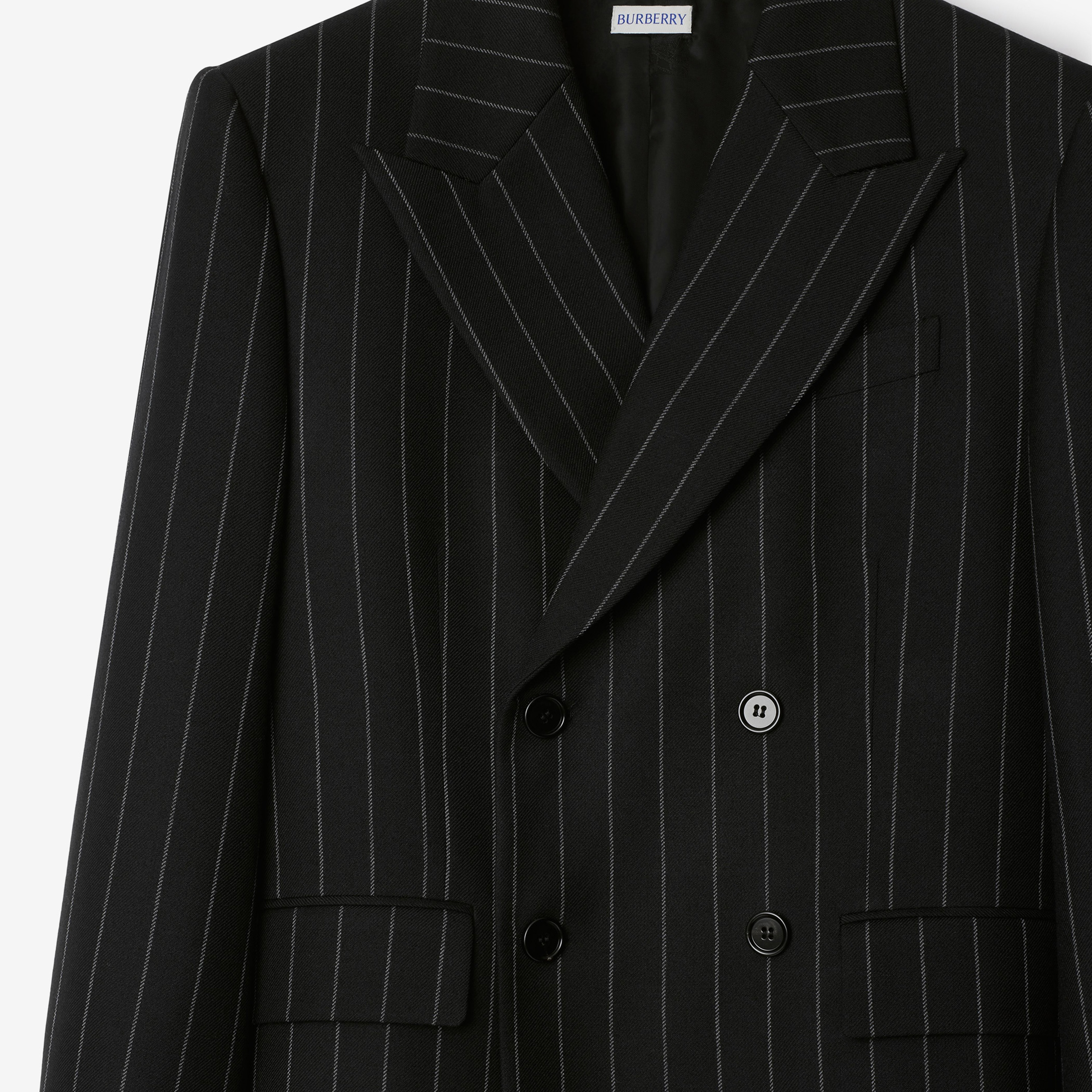 Burberry Pinstriped Wool Tailored Erkek Lacivert Ceket