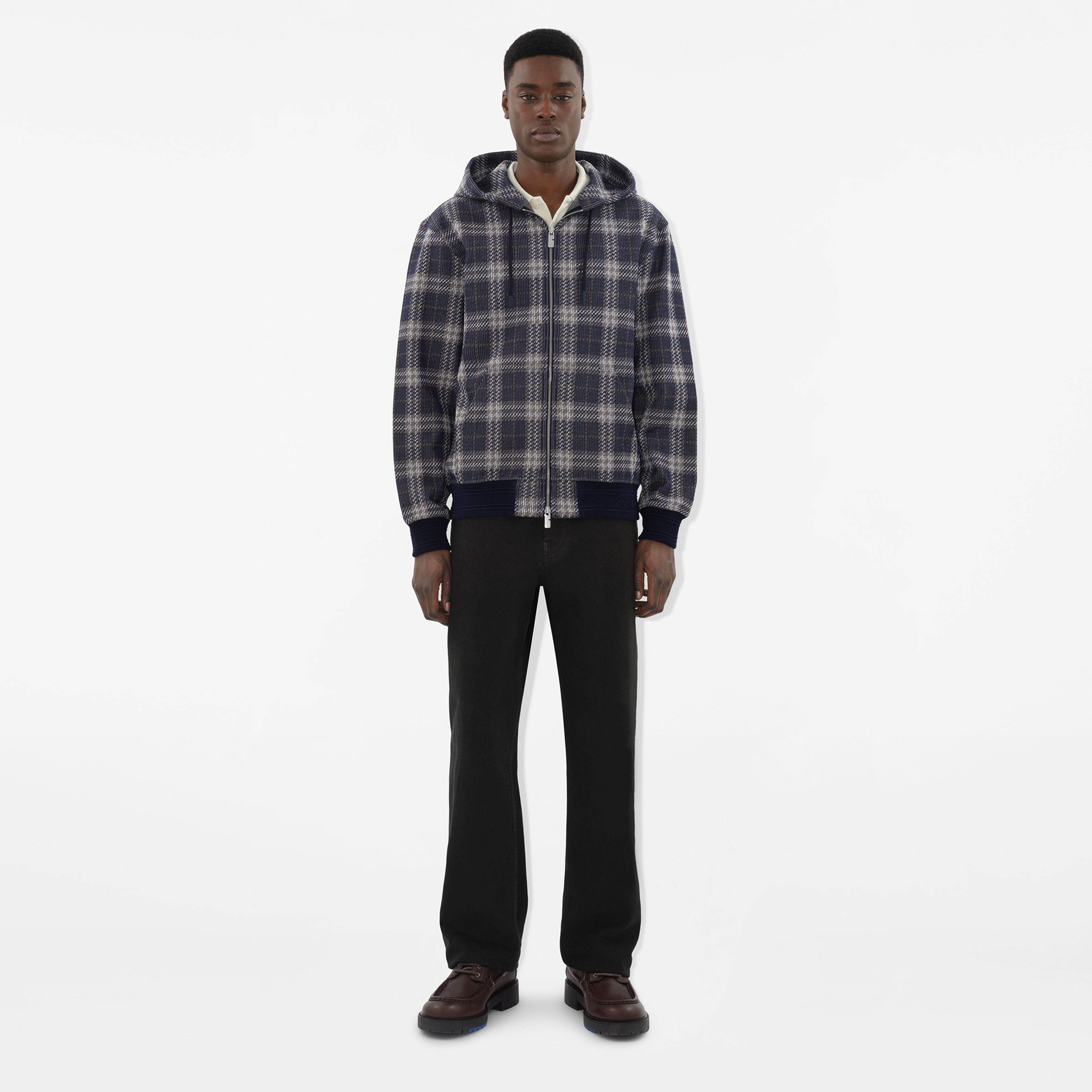 Burberry Sic Cotton Blend Zip Erkek Lacivert Hoodie