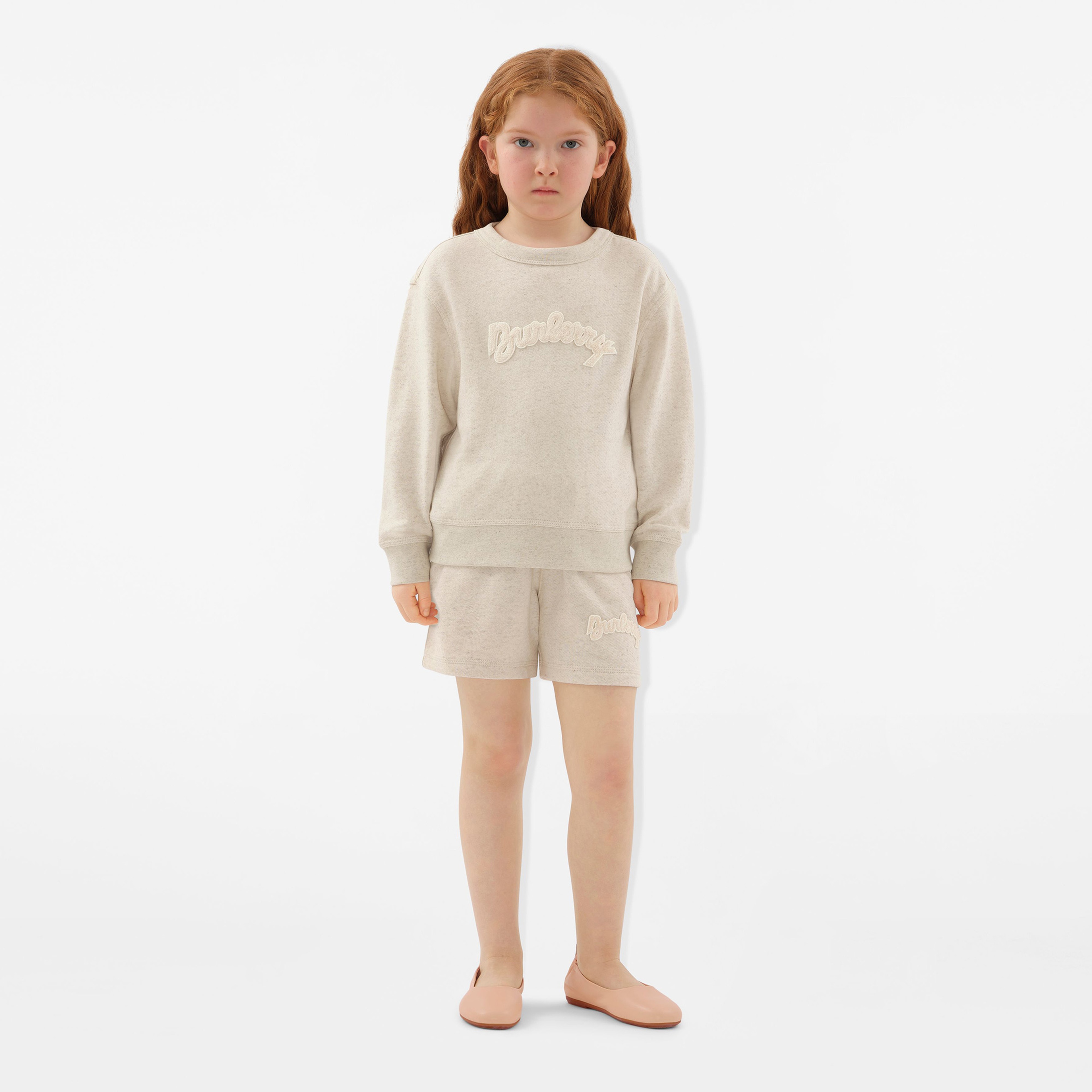 Burberry Mathew Logo Cotton Linen Çocuk Krem Sweatshirt