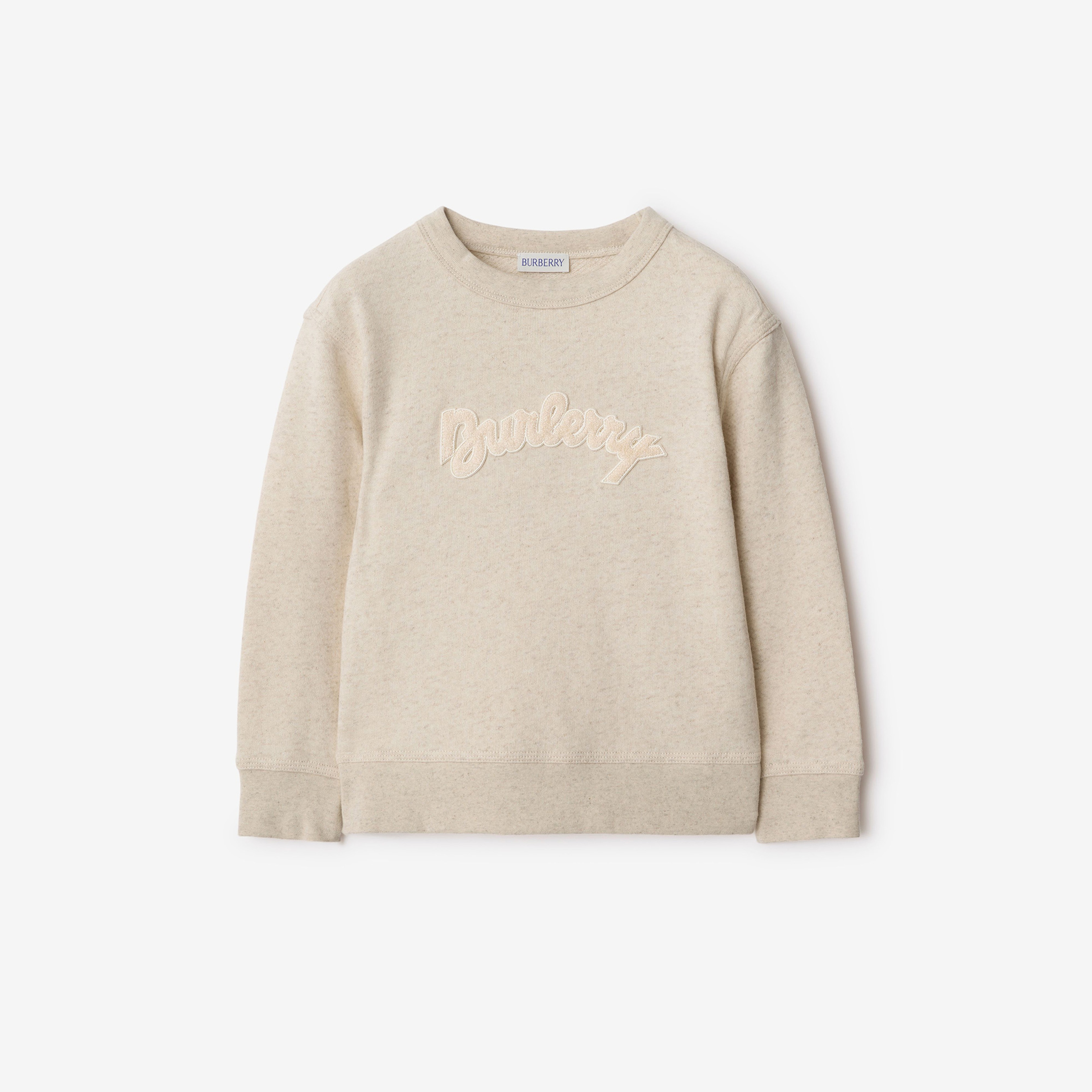 Burberry Mathew Logo Cotton Linen Çocuk Krem Sweatshirt