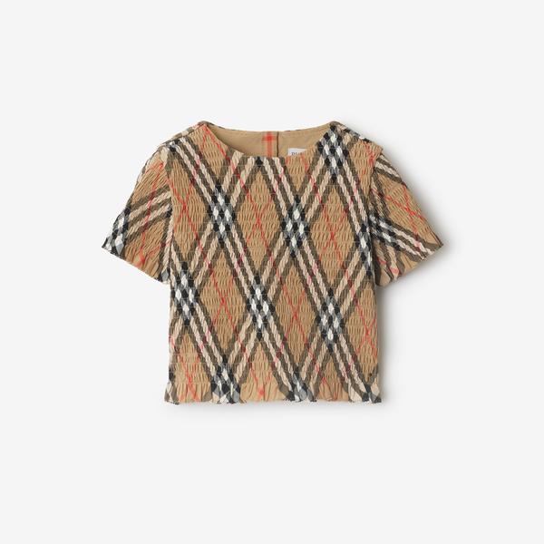 Burberry Madeline Cotton Top Çocuk Bej Gömlek