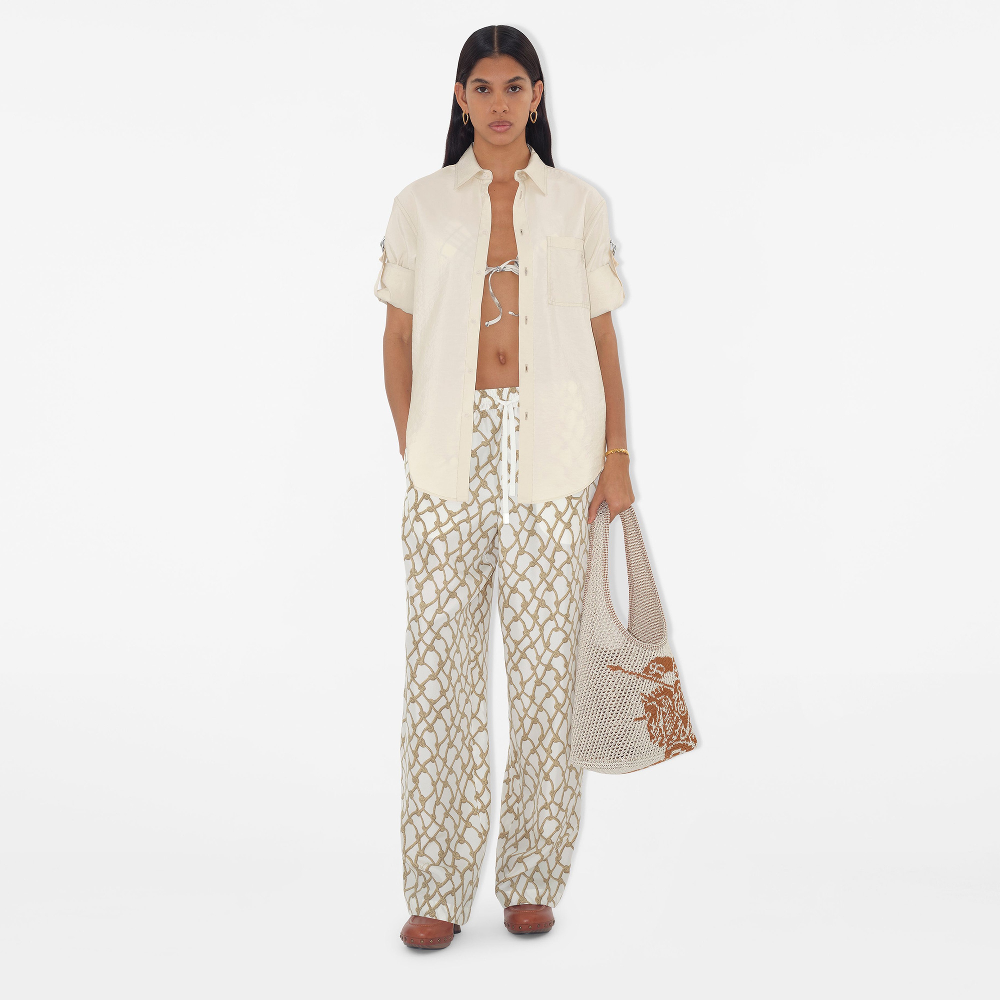 Burberry Kadın Beyaz Pantolon