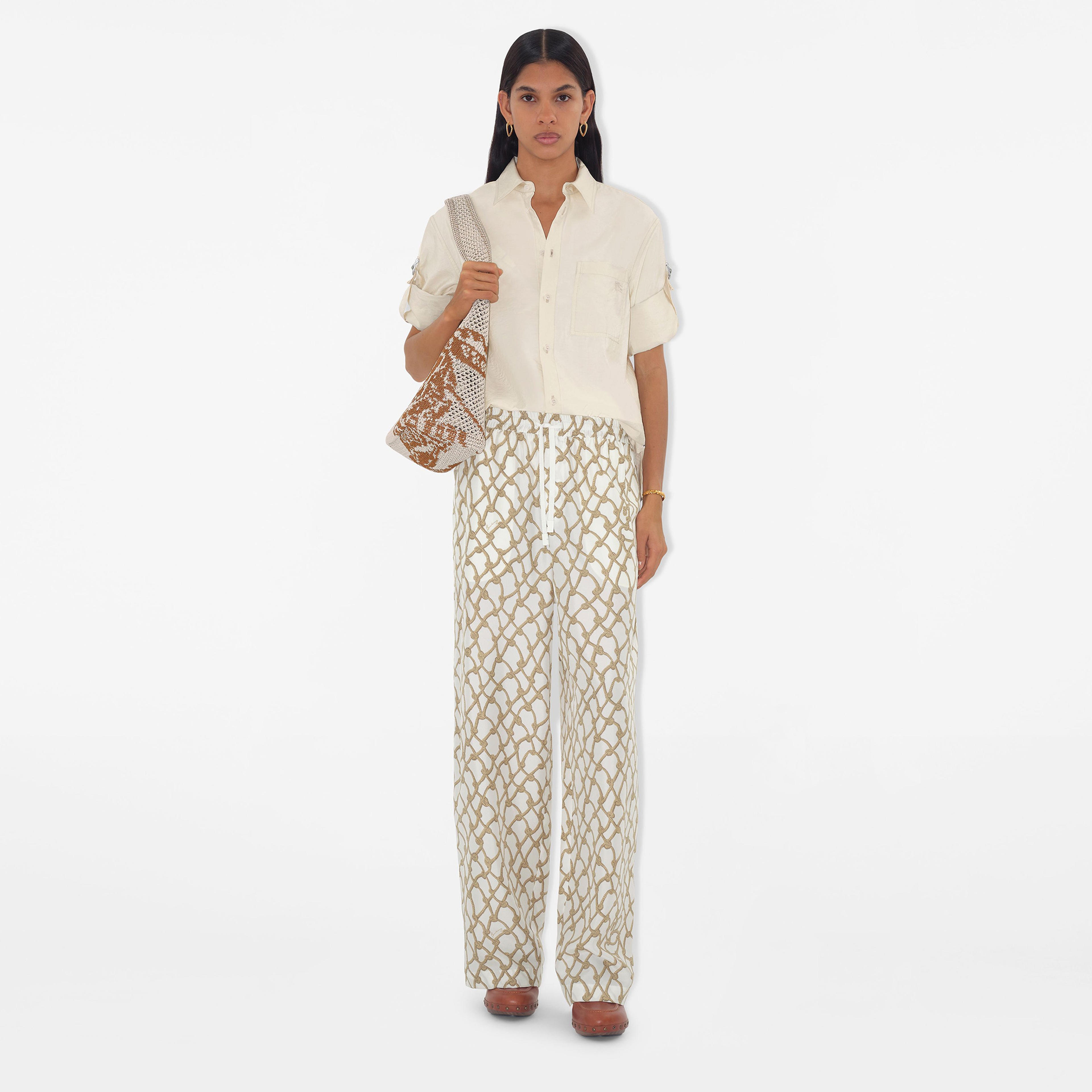 Burberry Kadın Beyaz Pantolon