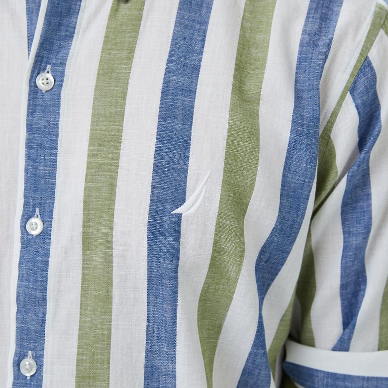 Nautica Erkek Yeşil Classic Fit Çizgili Gömlek