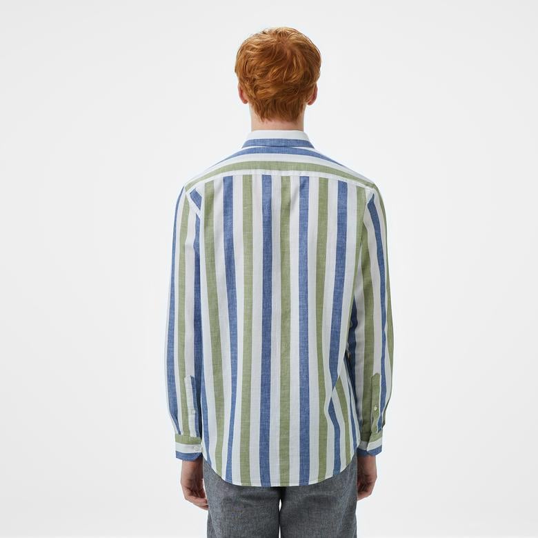 Nautica Erkek Yeşil Classic Fit Çizgili Gömlek