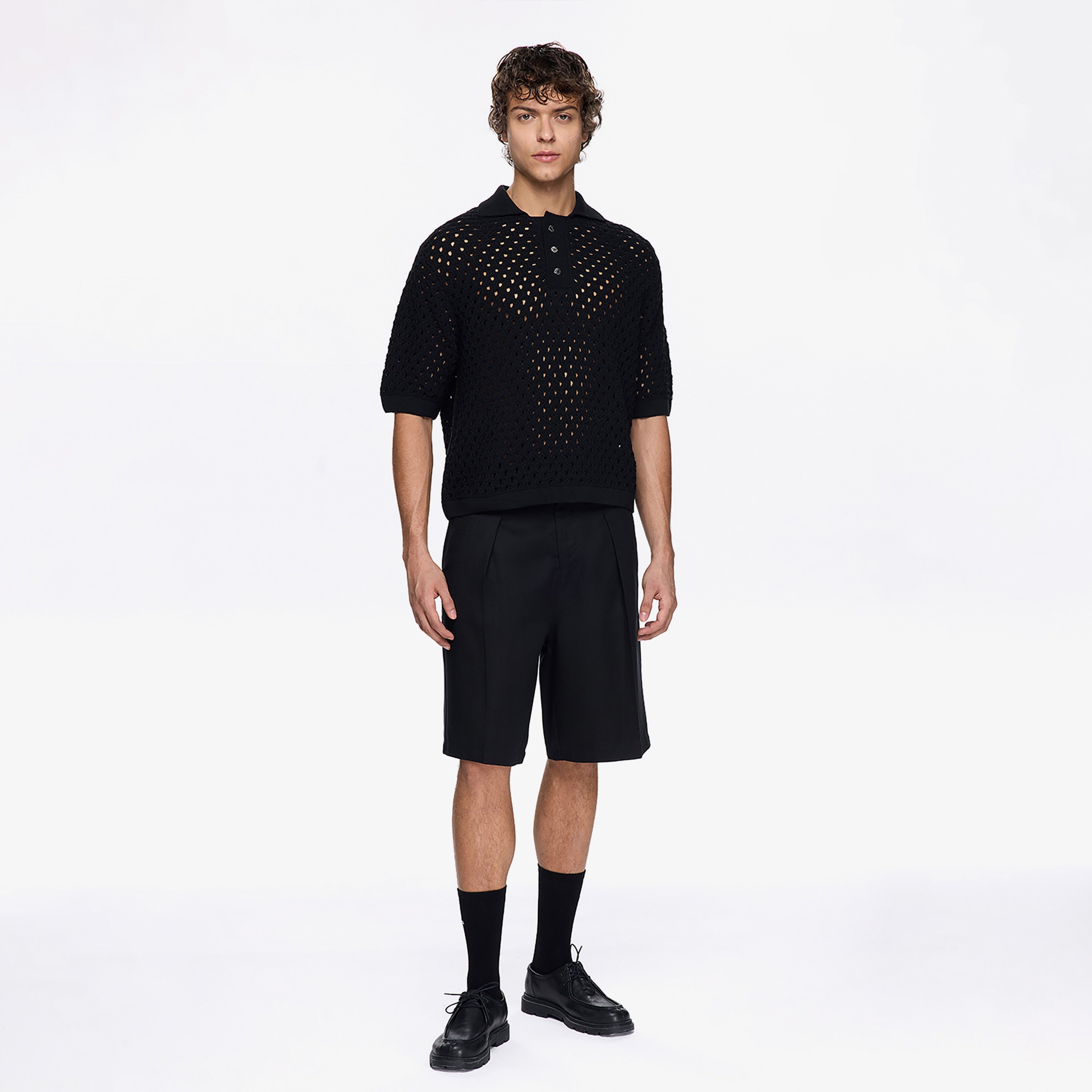 Les Benjamins Classic Knit 405 Erkek Siyah Polo