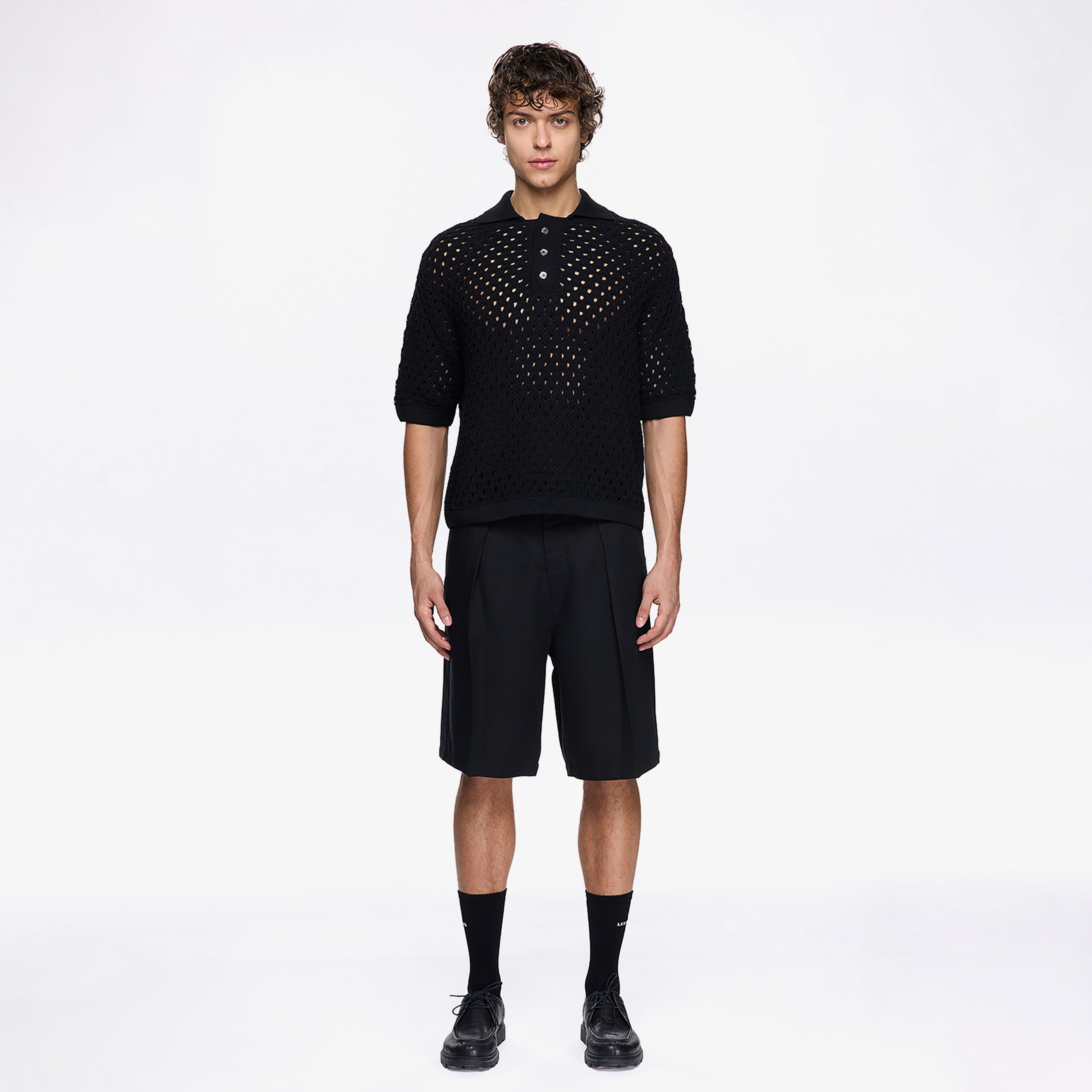 Les Benjamins Classic Knit 405 Erkek Siyah Polo