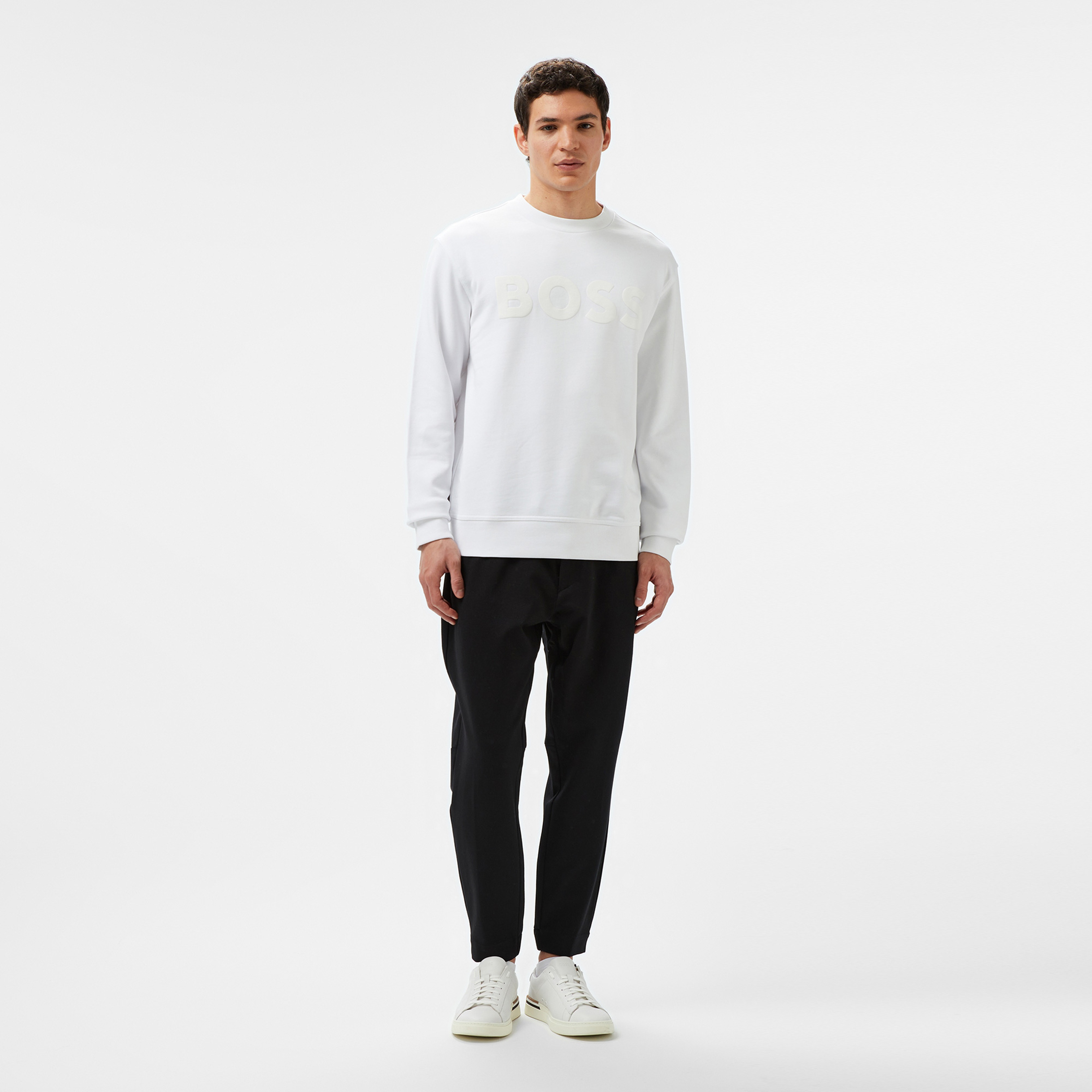 Boss Erkek Beyaz Sweatshirt