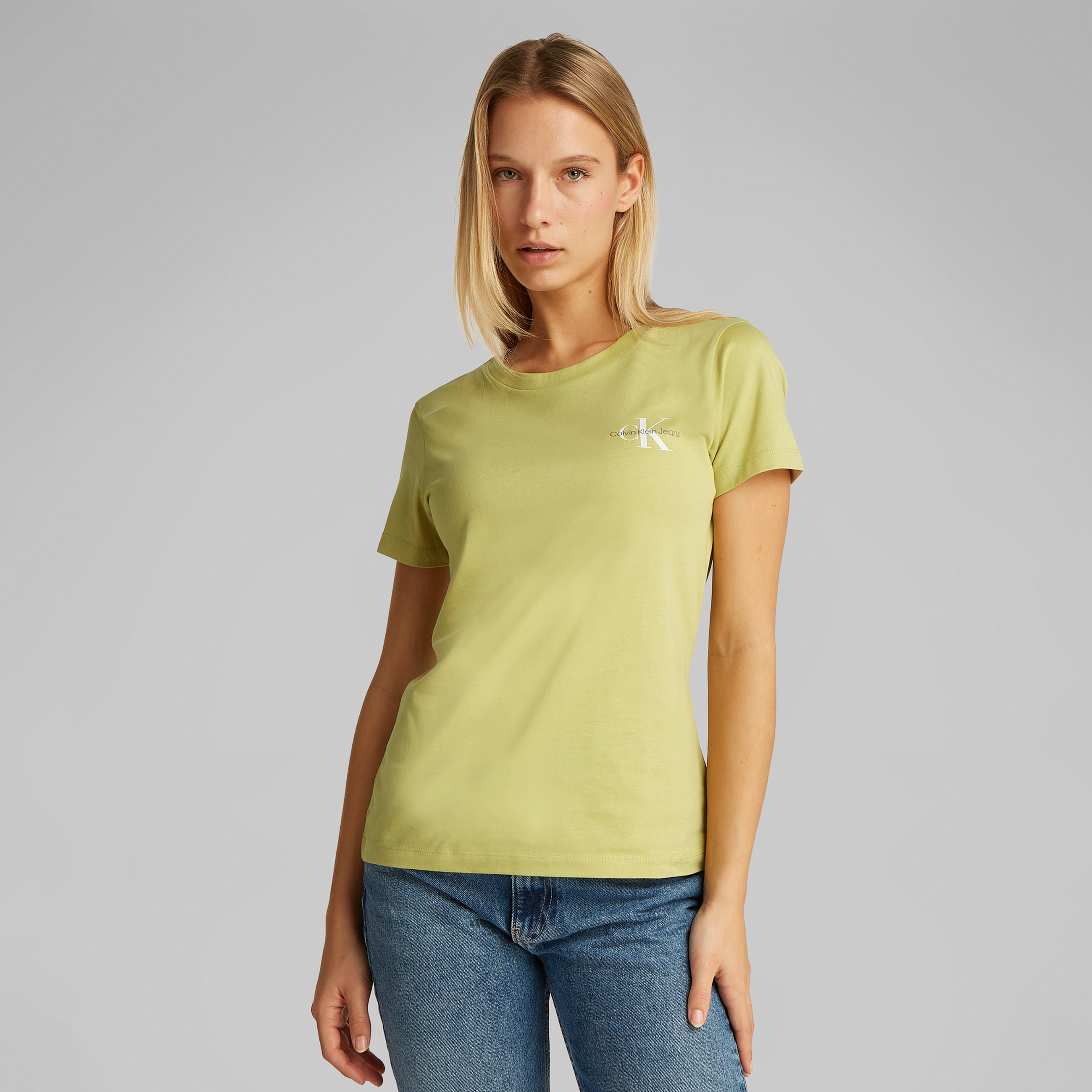 Calvin Klein 2-Pa Monologo Slim Kadın Yeşil T-Shirt