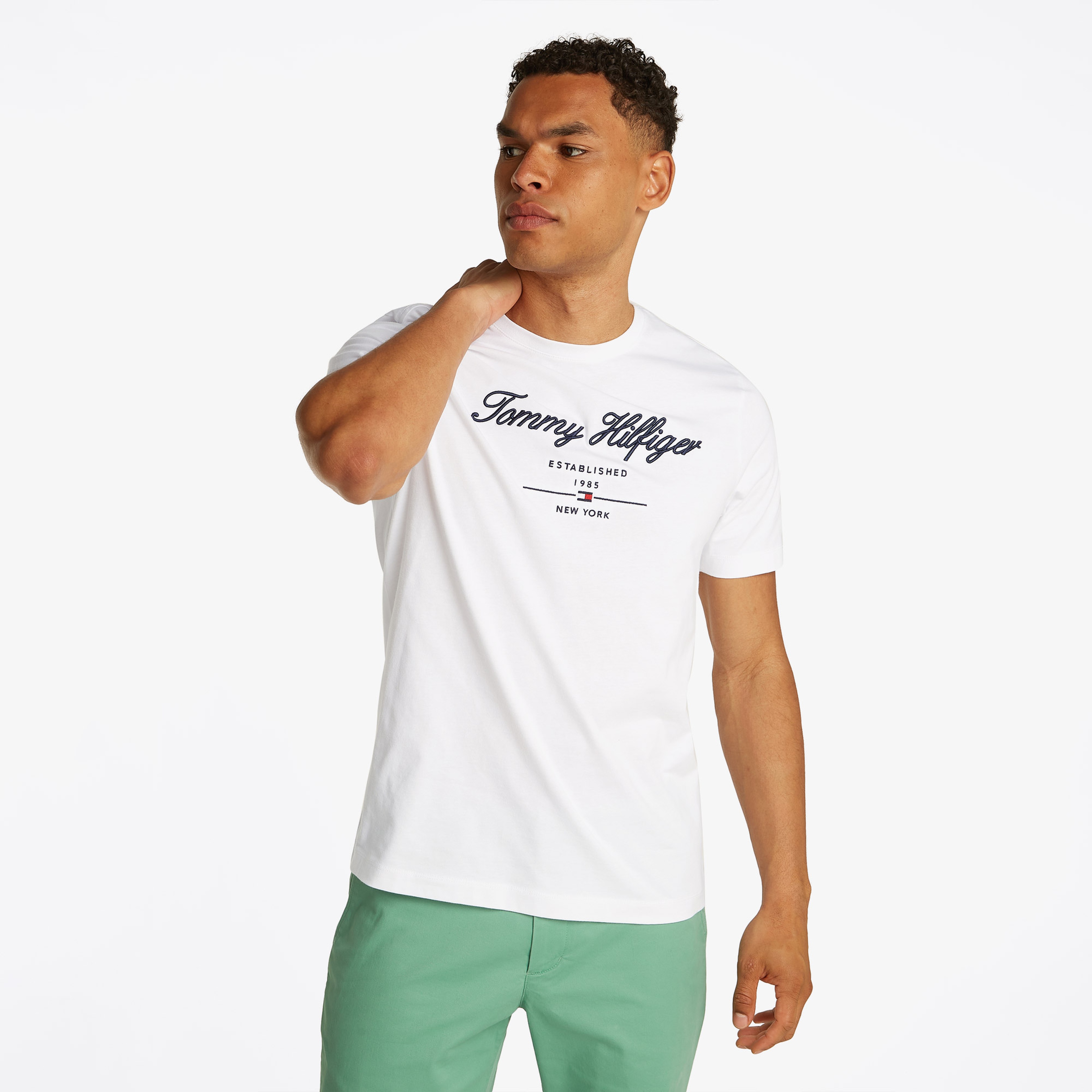 Tommy Hilfiger Erkek Beyaz T-Shirt