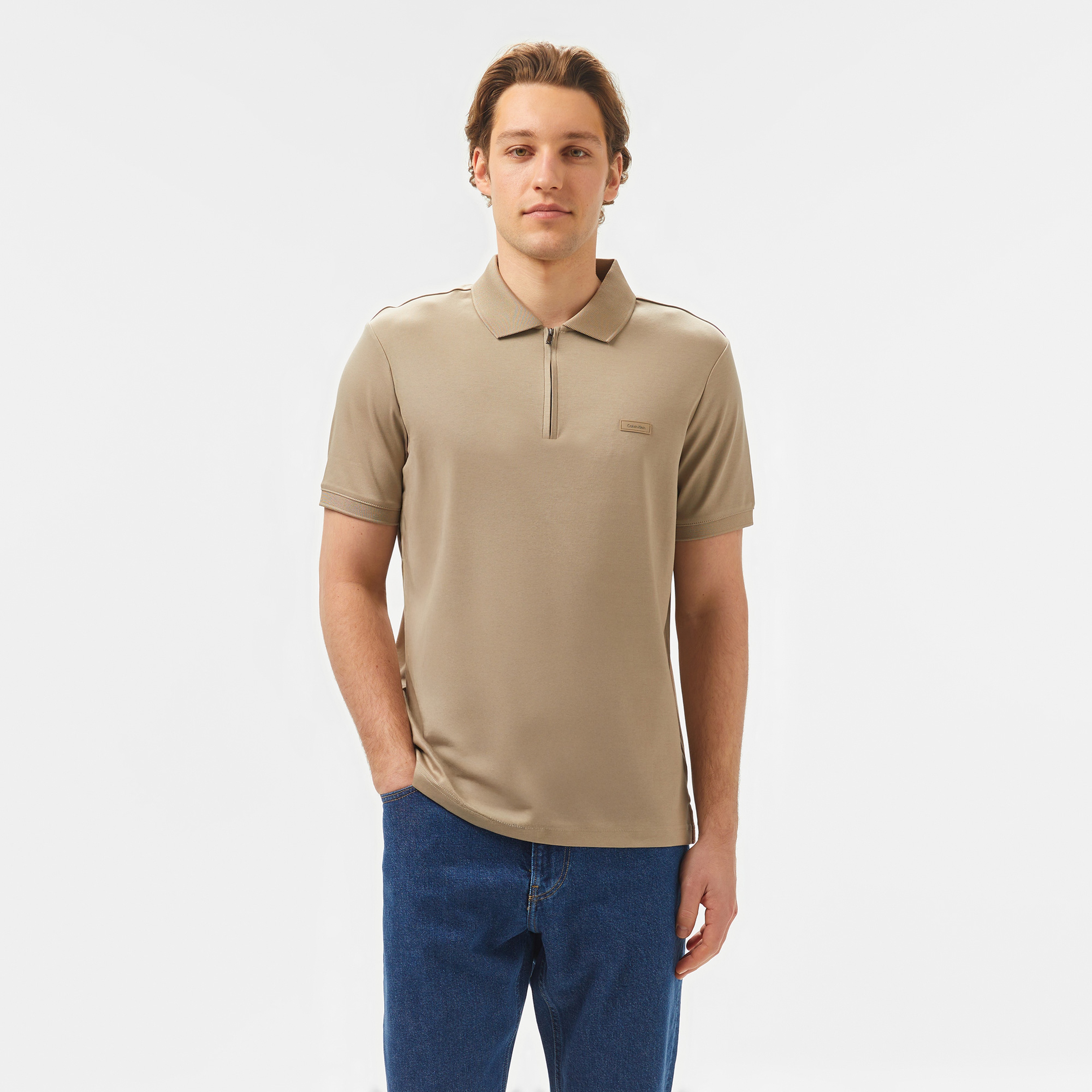 Calvin Klein Erkek Haki Polo