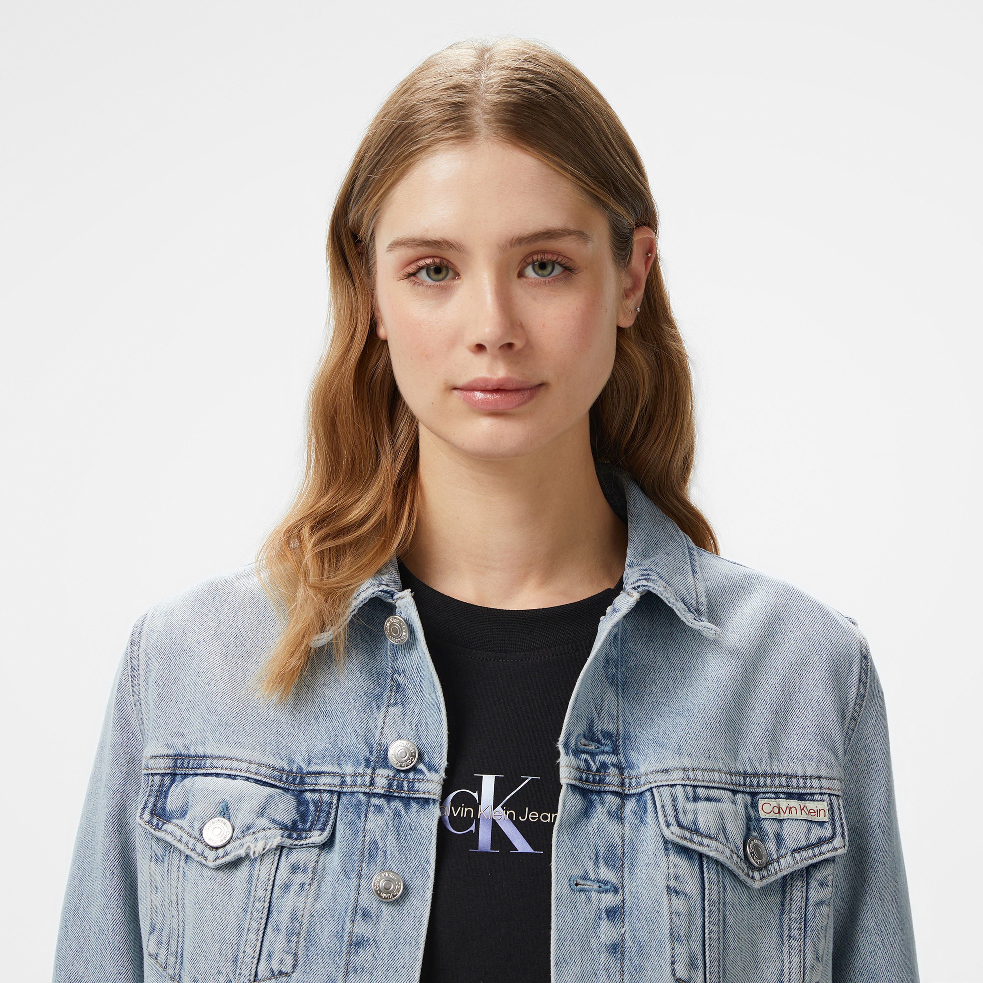 Calvin Klein Cropped 90'S Denim Jaet Kadın Mavi Ceket