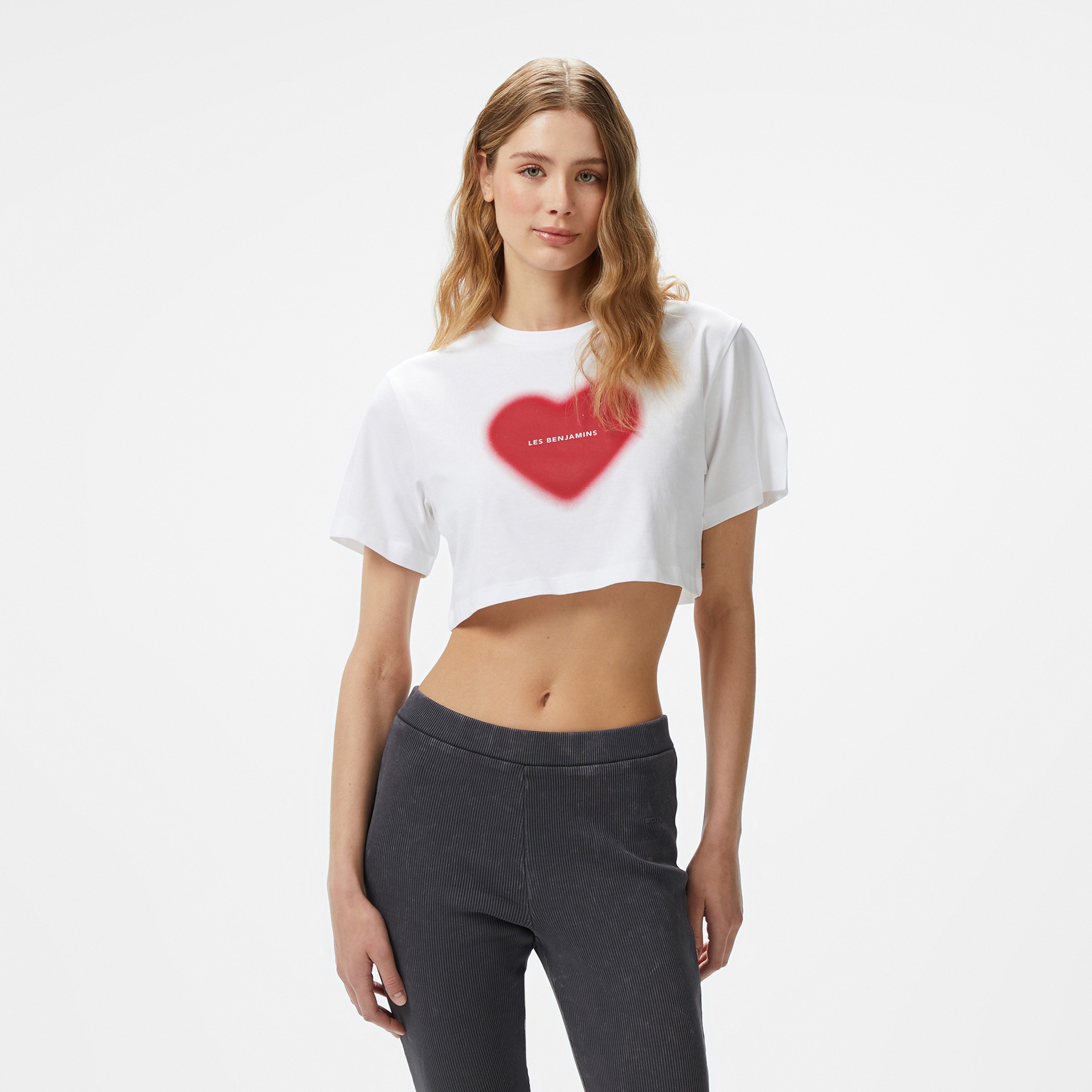 Les Benjamins Crop 016 Kadın Beyaz T-Shirt