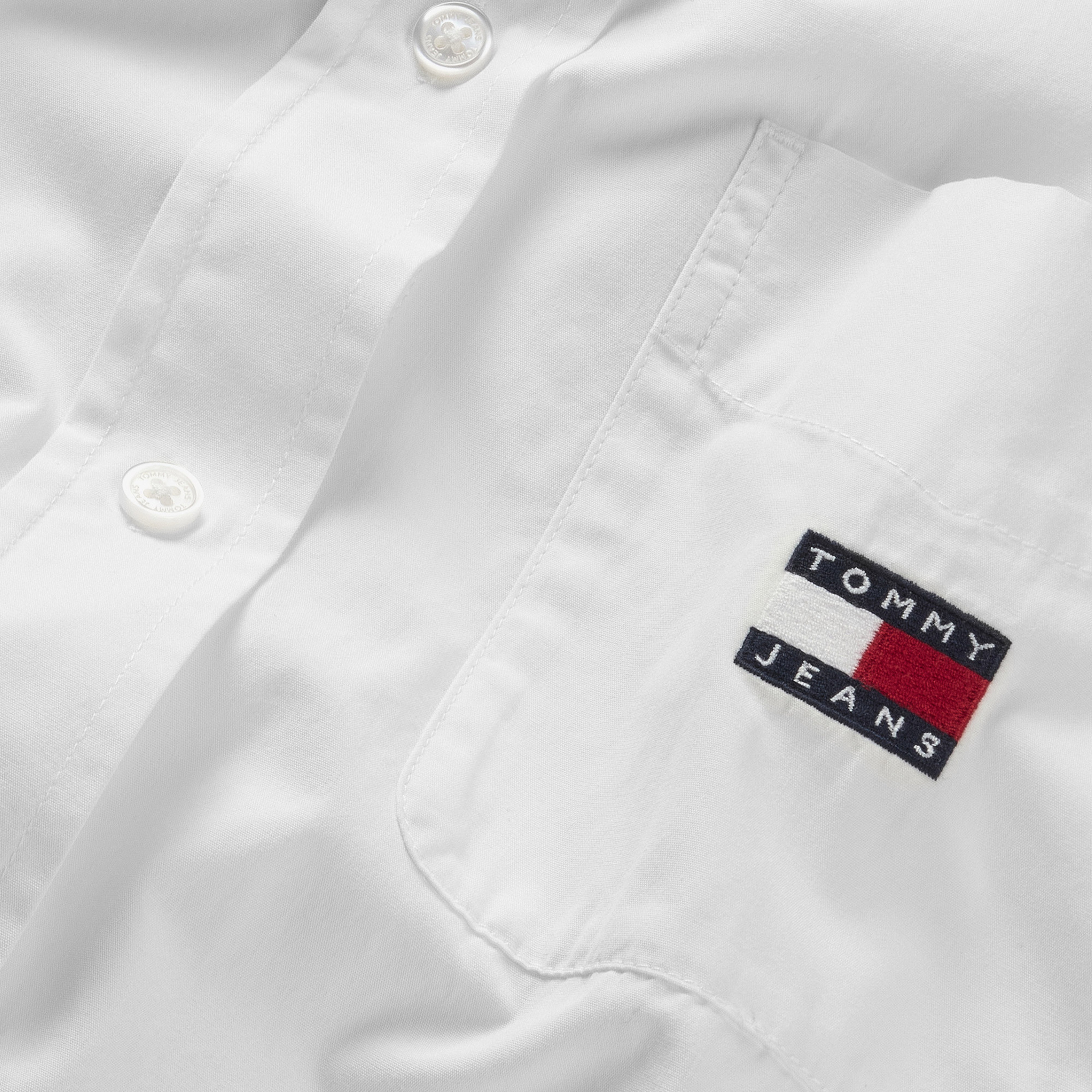 Tommy Jeans Ovs Badge Poplin Ext Kadın Beyaz Gömlek