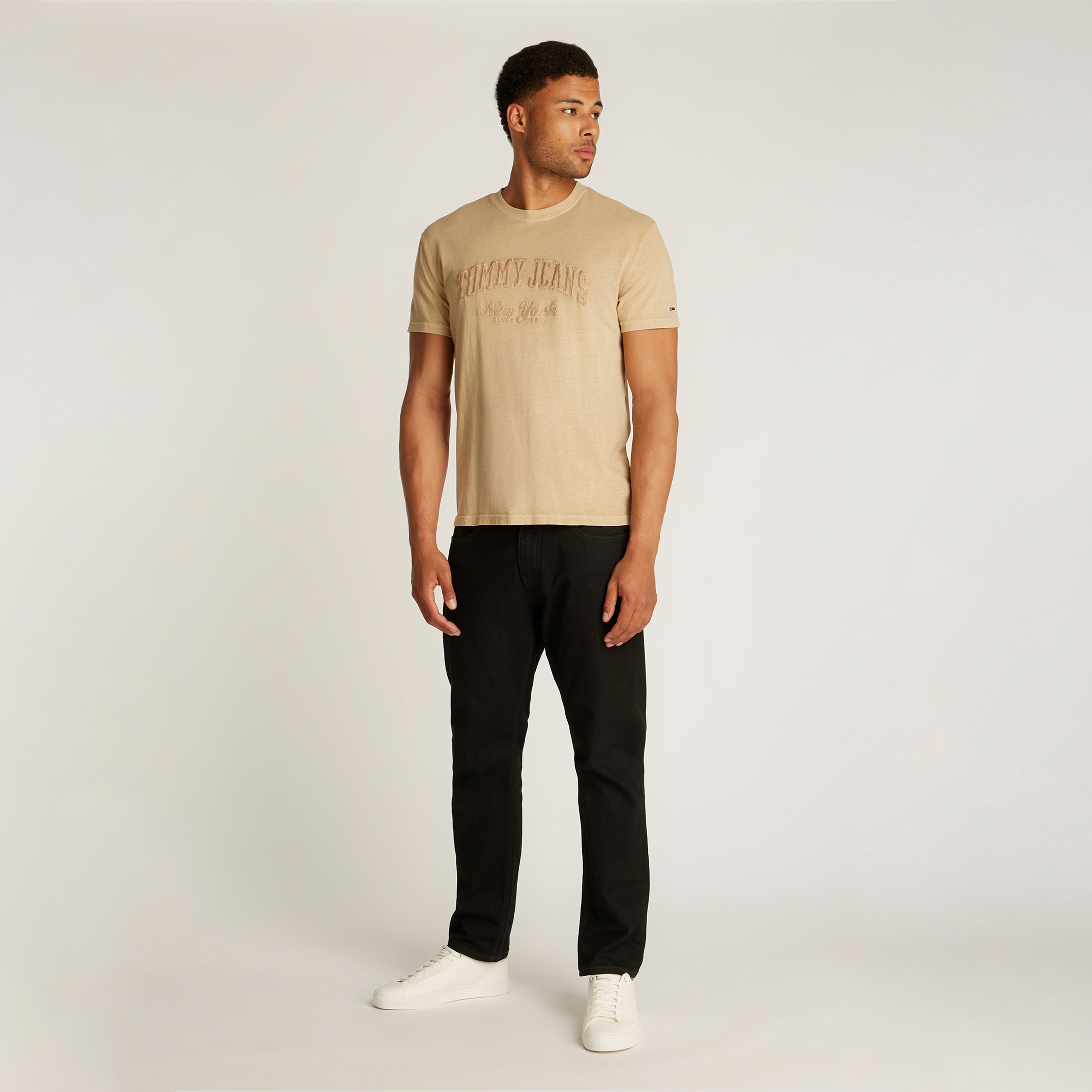 Tommy Jeans Reg Vintage Varsity Erkek Bej T-Shirt