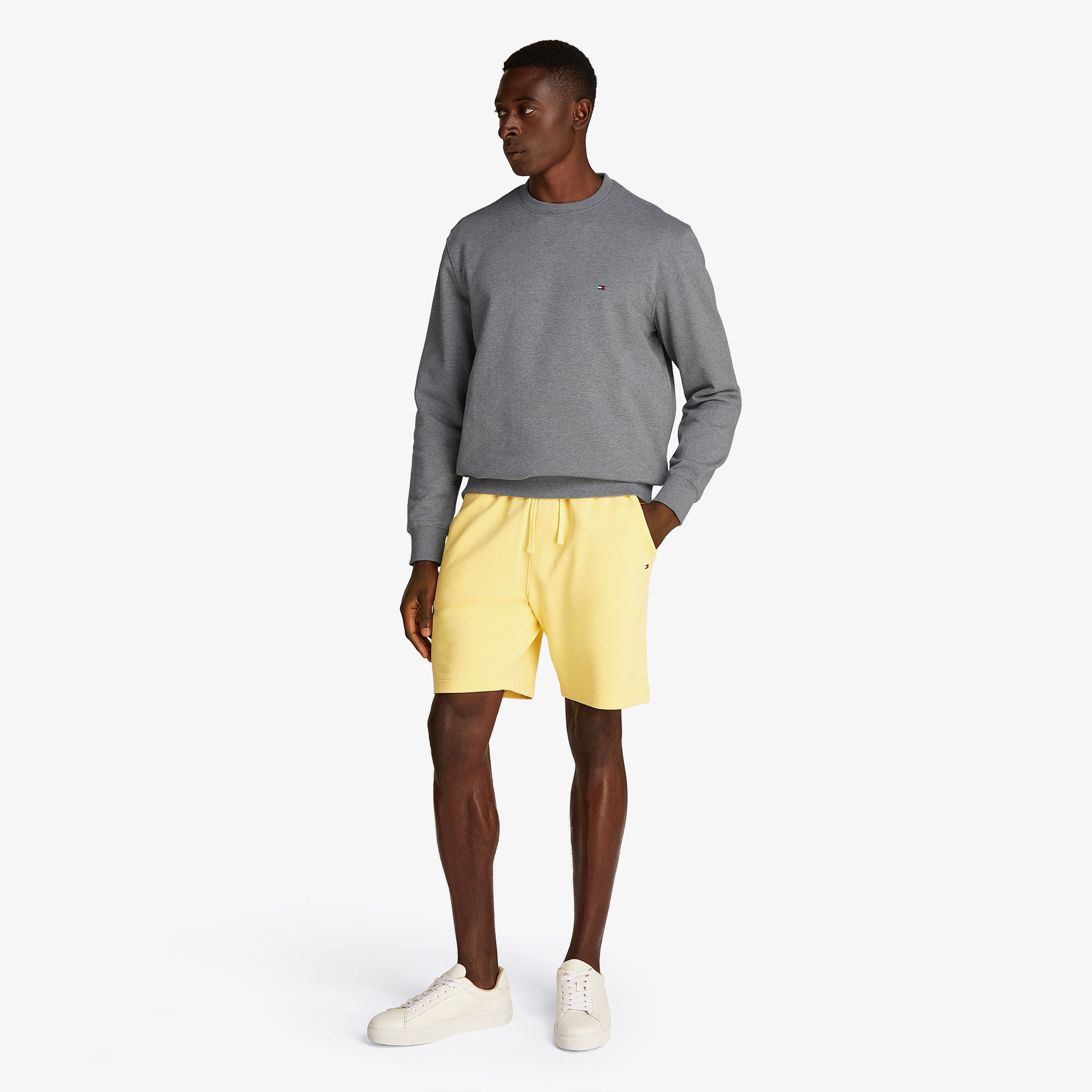 Tommy Hilfiger Essential Terry Crewneck Erkek Gri Sweatshirt