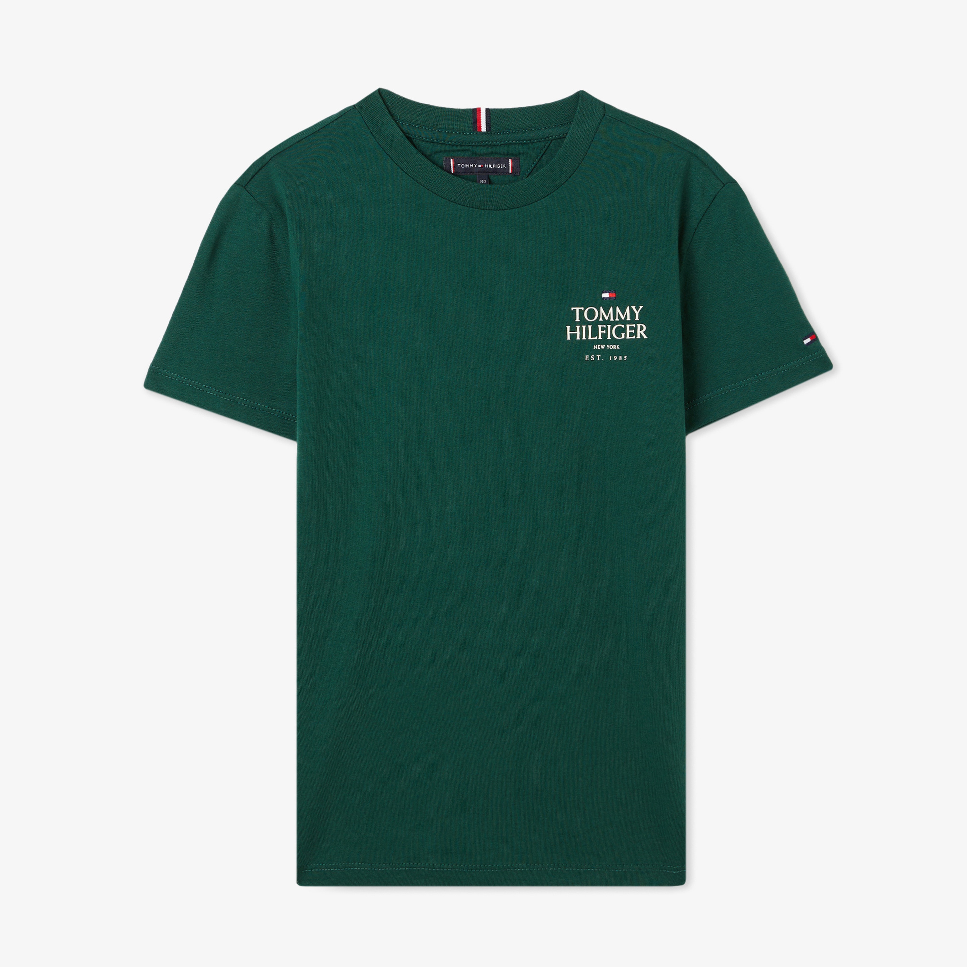 Tommy Hilfiger Logo Puff Print Çocuk Yeşil T-Shirt
