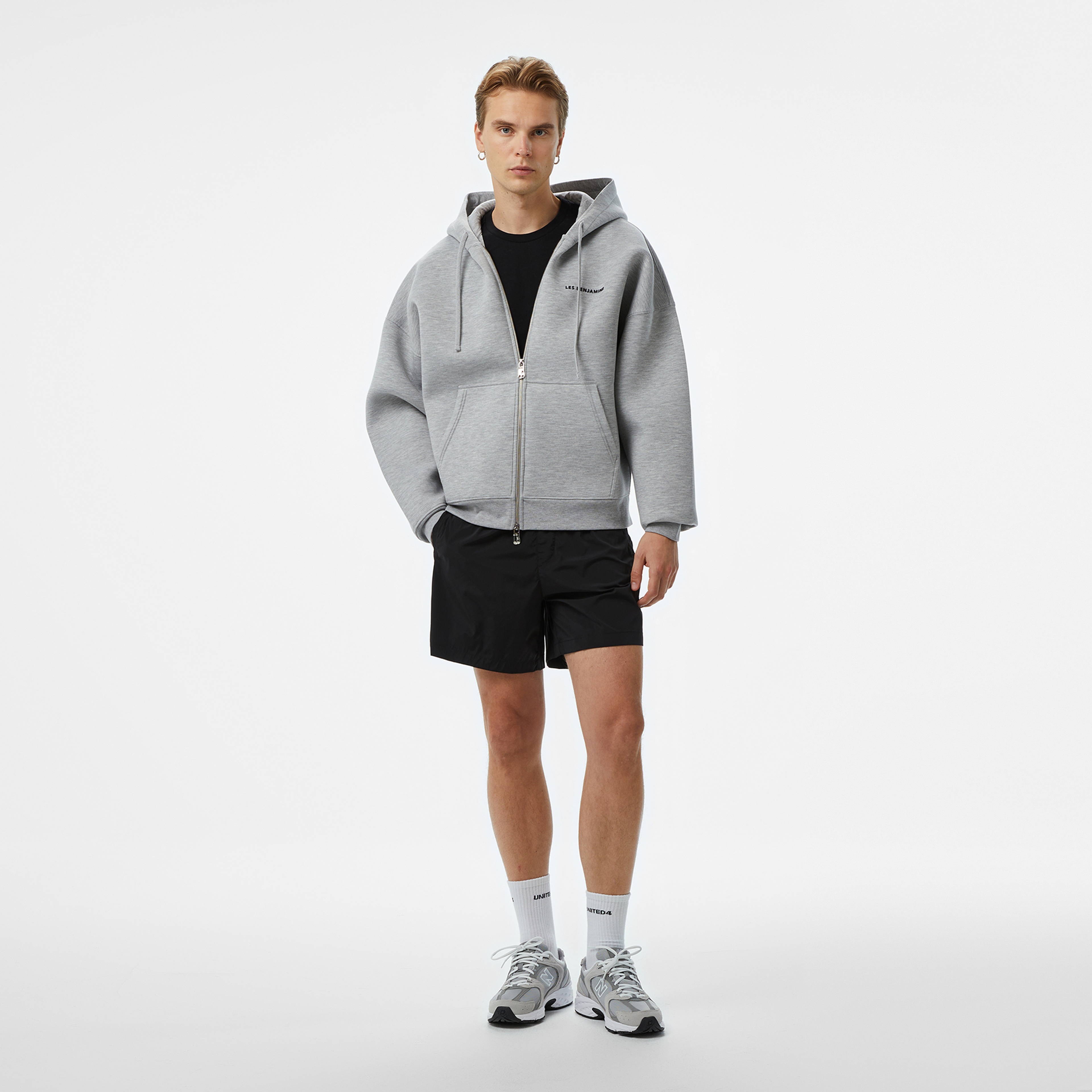 Les Benjamins 401 Zipped Unisex Gri Sweatshirt