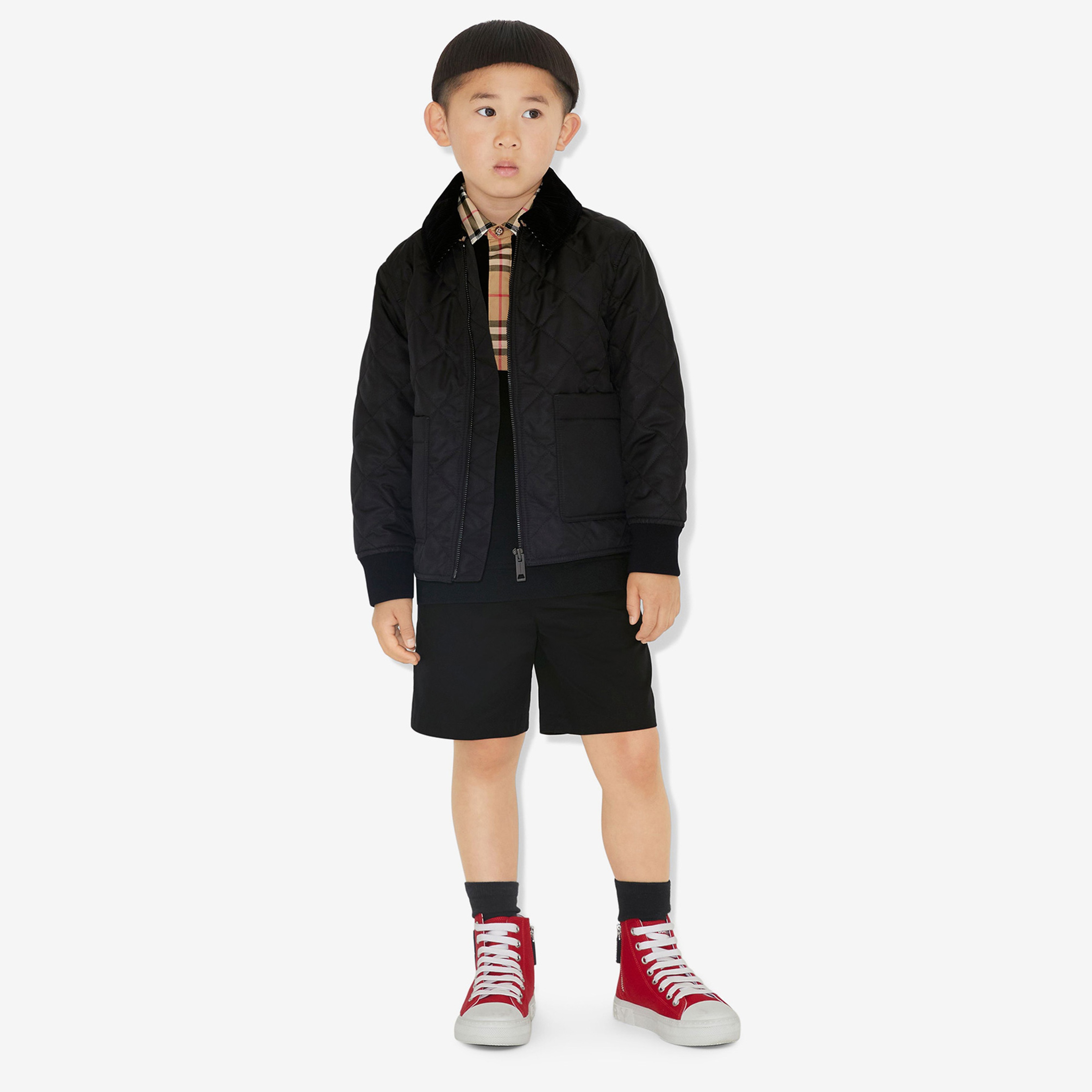 Burberry Reversible Check Gabardine Car Çocuk Trençkot