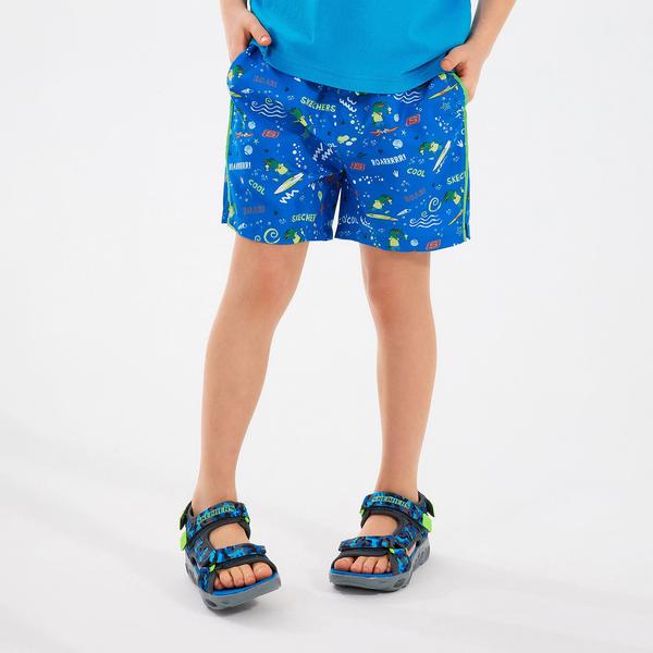 Skechers Allover Print Büyük Erkek Çocuk Mavi Deniz Şortu